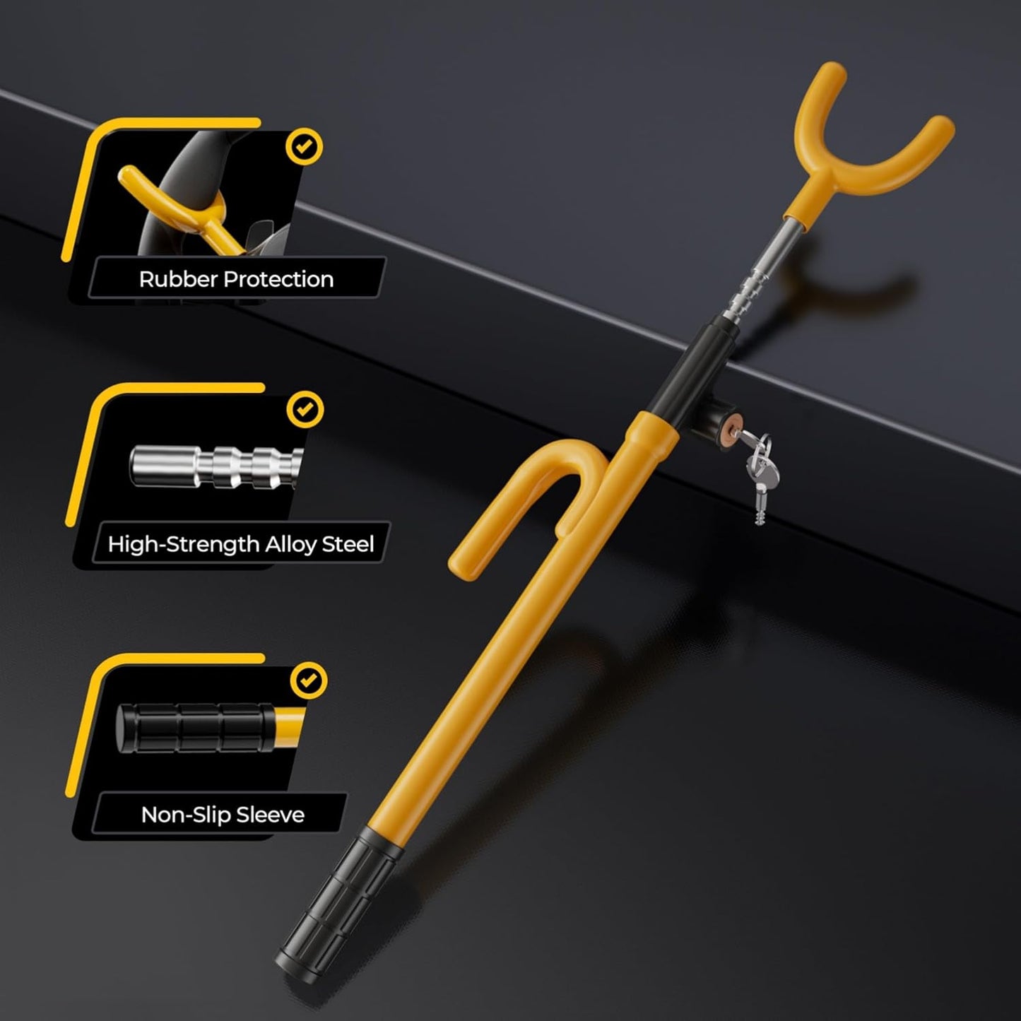 SURDOCA Upgraded Car Steering Wheel Lock Anti-Theft Device Alloy Steel DEMO