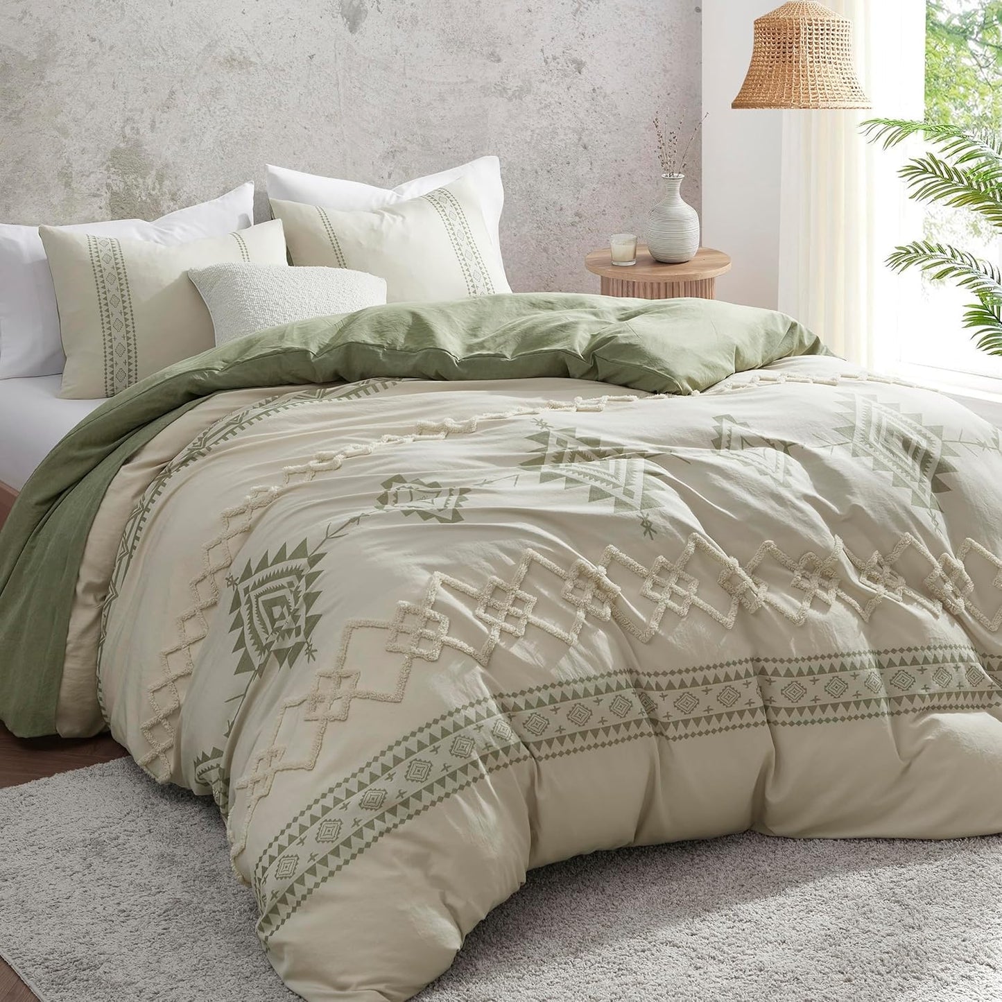 Mullum Vintage Bohemia Beige & Sage Green Single Duvet Cover Set DEMO