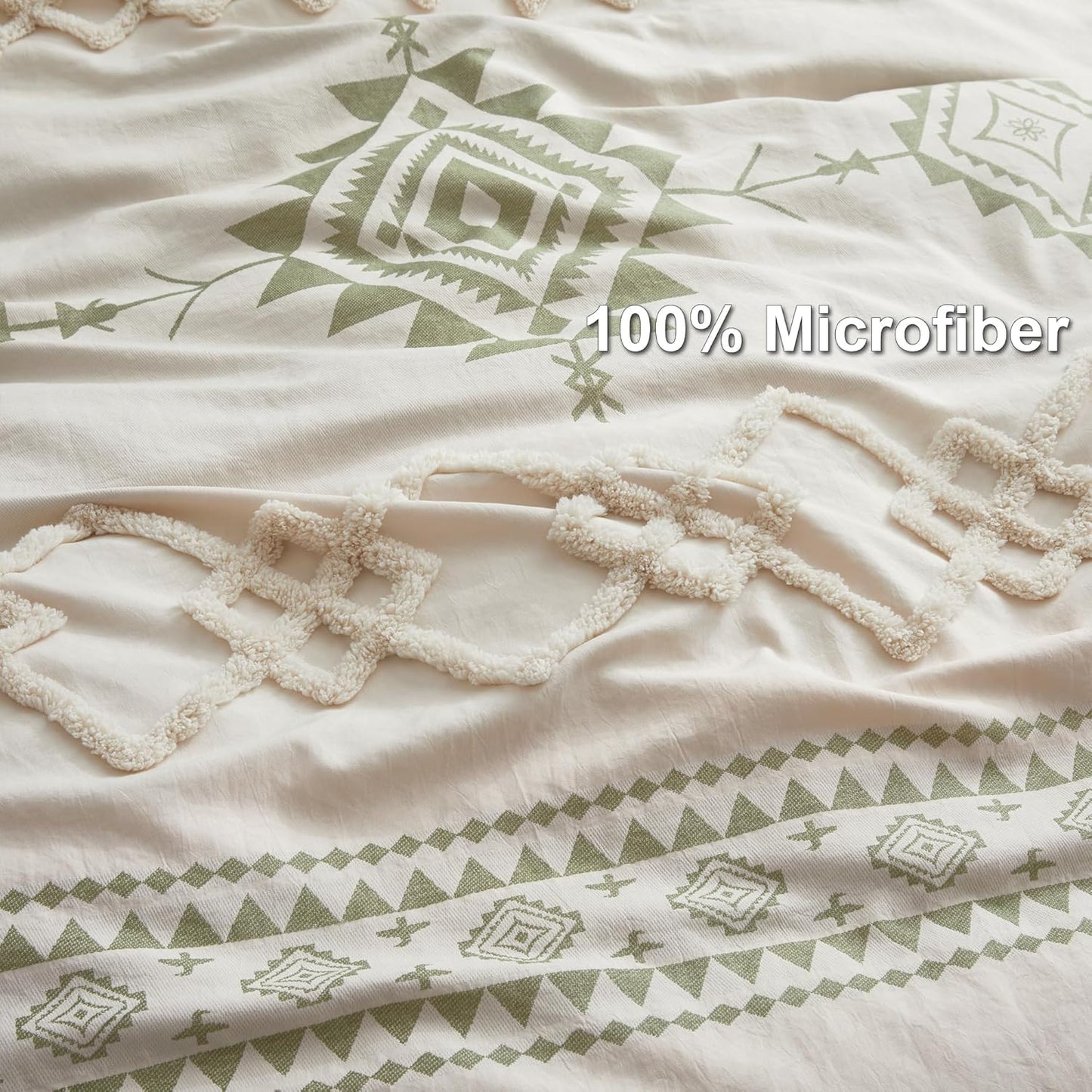 Mullum Vintage Bohemia Beige & Sage Green Single Duvet Cover Set DEMO