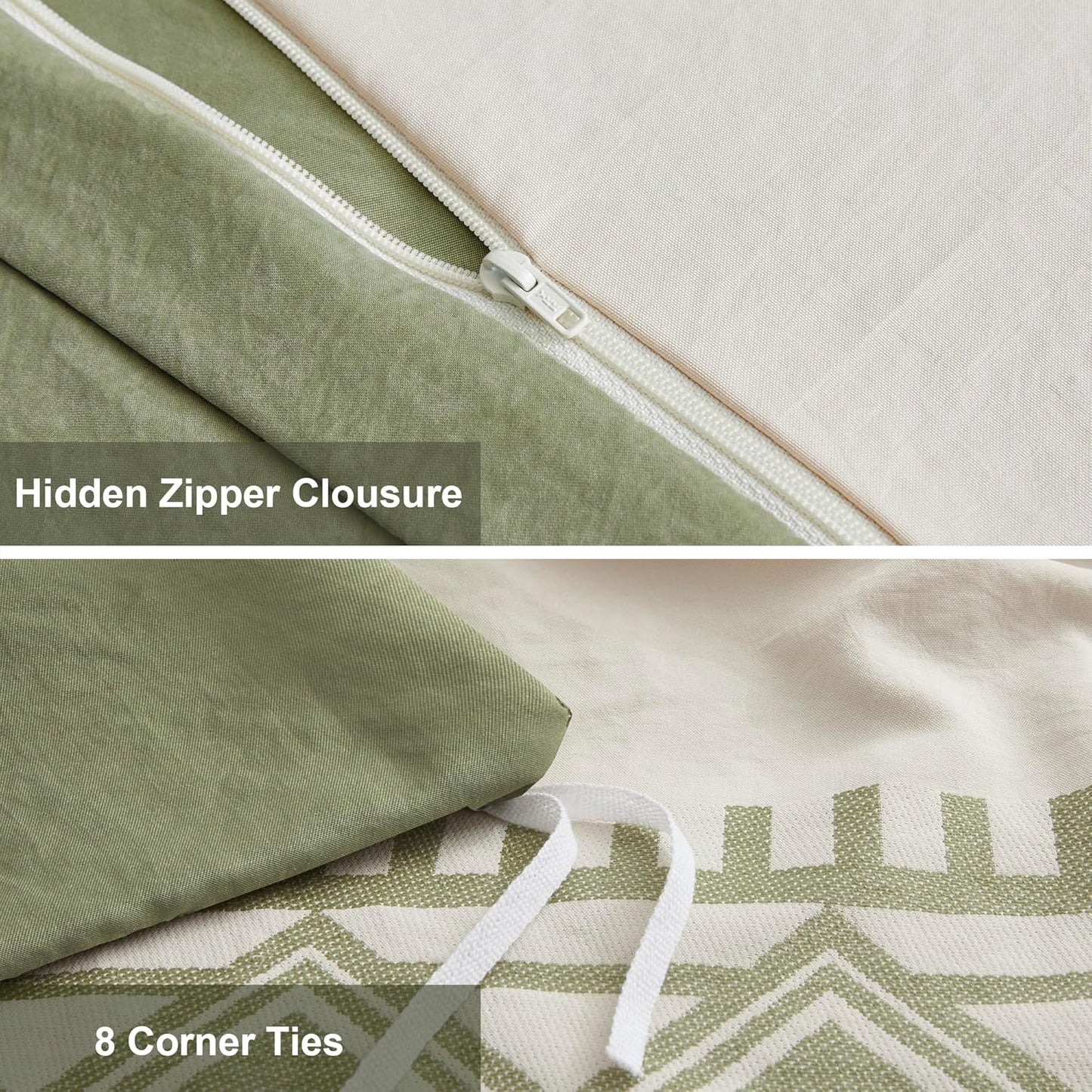 Mullum Vintage Bohemia Beige & Sage Green Single Duvet Cover Set DEMO