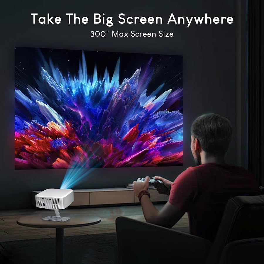 Salange 4K Projector with Stand Upgraded Android 14 Built-in Apps 500Ansi DEMO