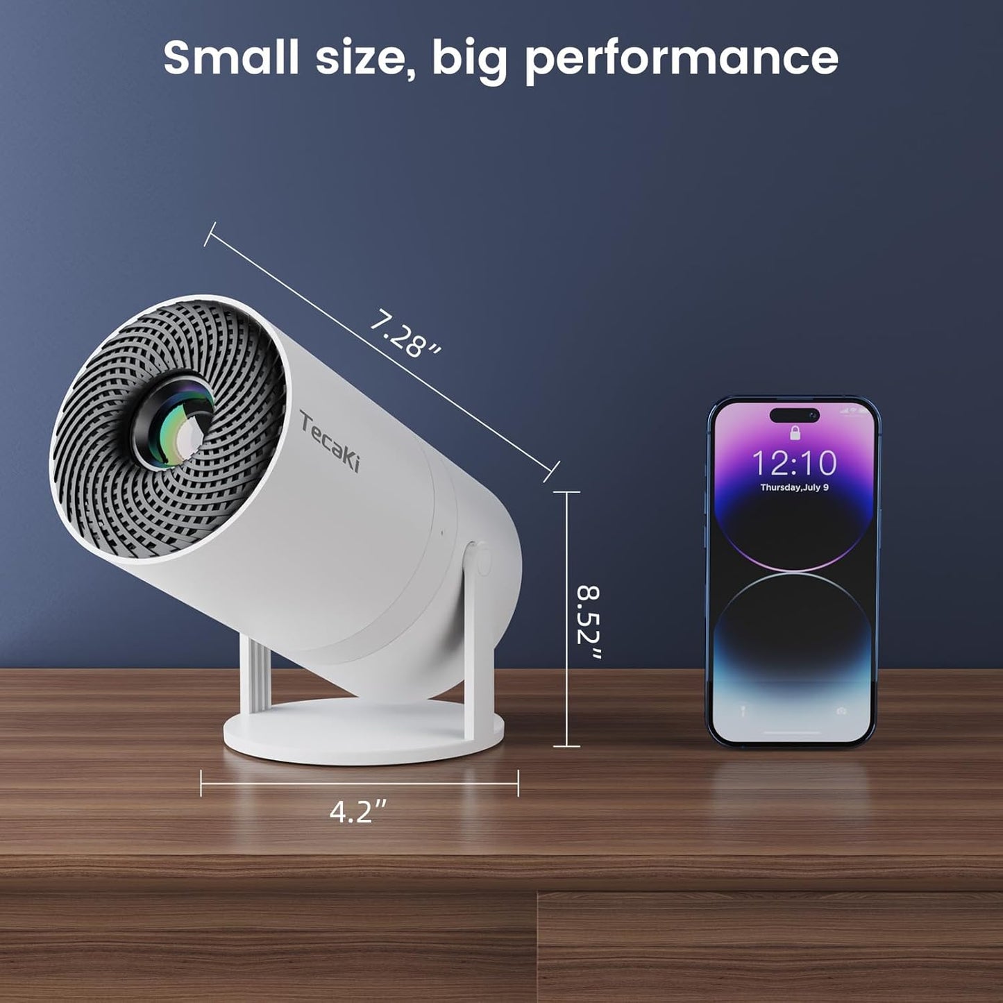 Tecaki Mini Full HD 1080P Portable Projector with WiFi, Bluetooth, and DEMO