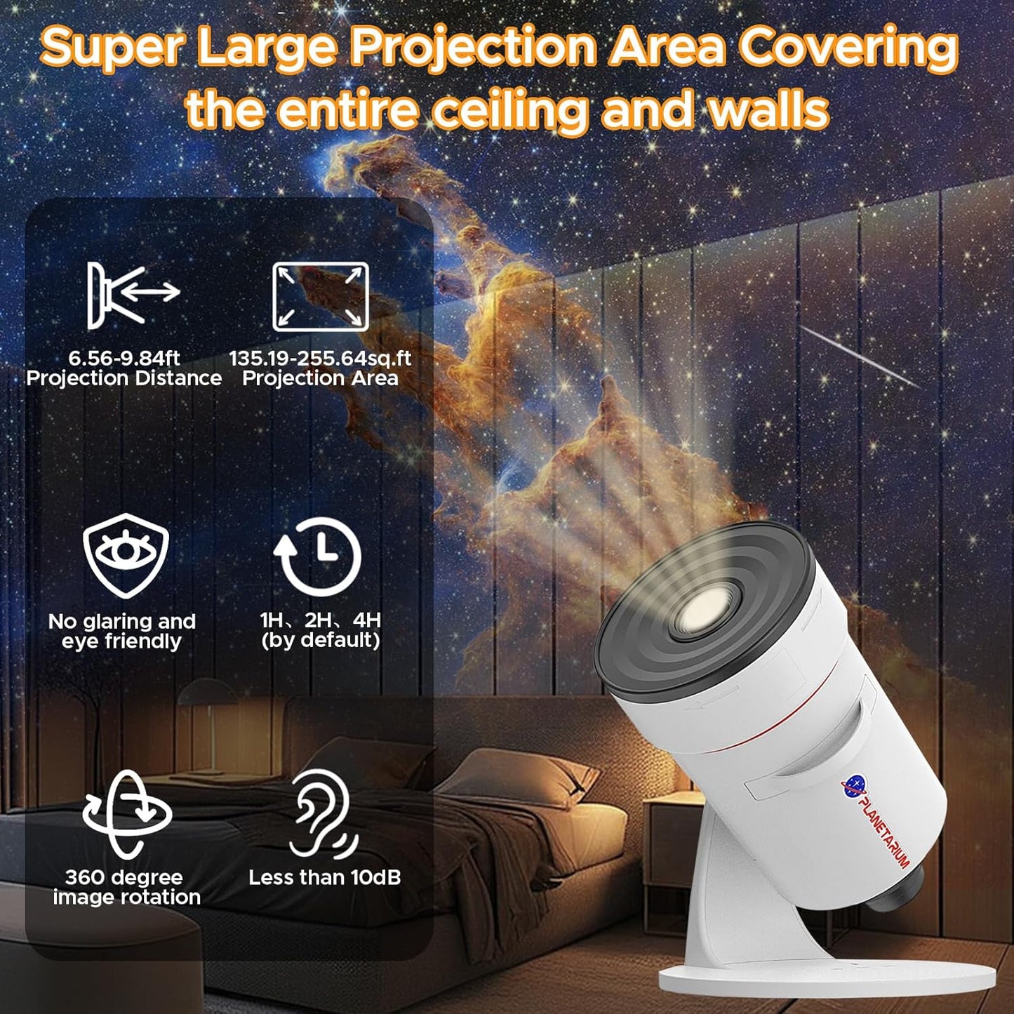 Outney Realistic Star Planetarium Night Light Projector with 10 Film White DEMO