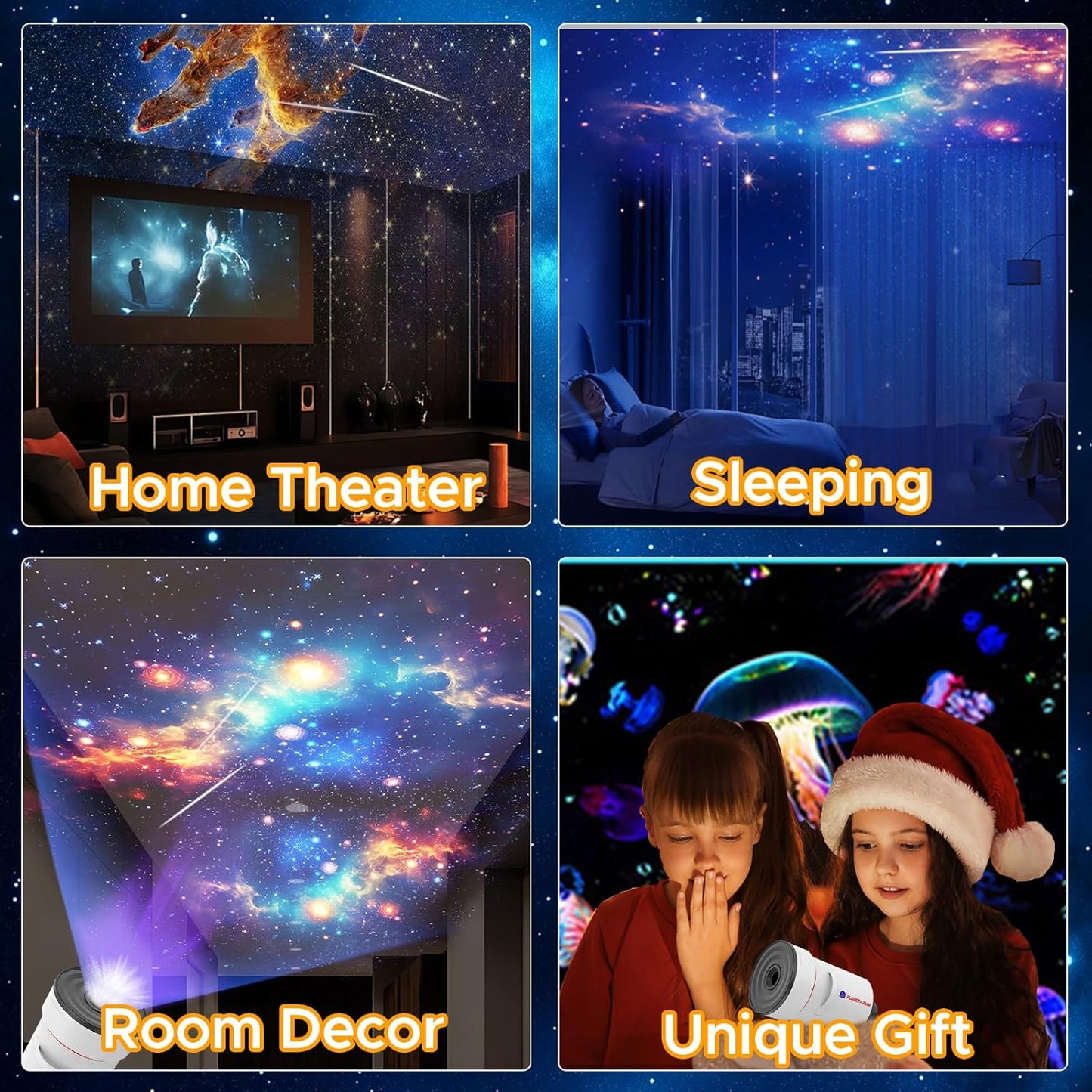 Outney Realistic Star Planetarium Night Light Projector with 10 Film White DEMO