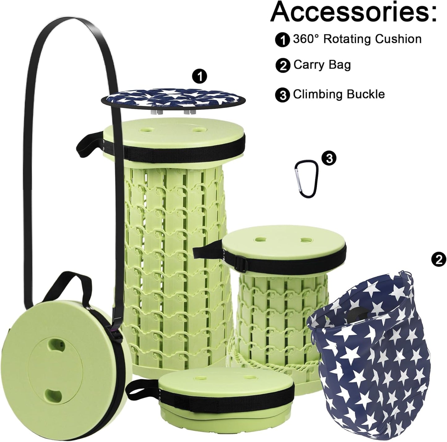 ALEVMOOM Portable Folding Stool with Cushion Camping Green Size 26D x 26W DEMO