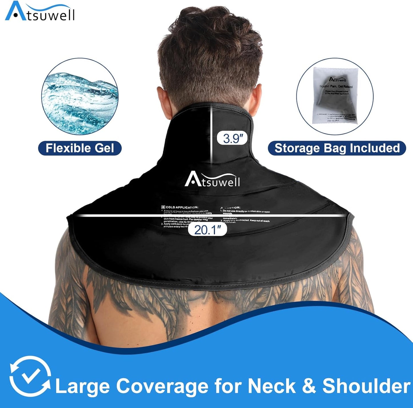 Atsuwell Reusable Neck Ice Pack Wrap Gel Cold Therapy for Sore Shoulders DEMO