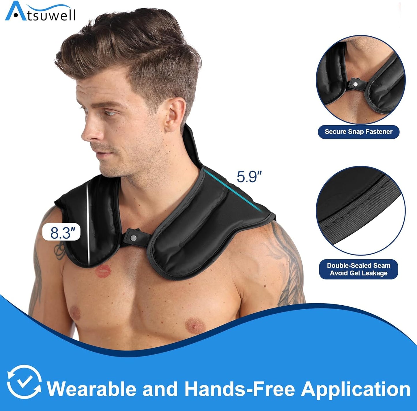 Atsuwell Reusable Neck Ice Pack Wrap Gel Cold Therapy for Sore Shoulders DEMO