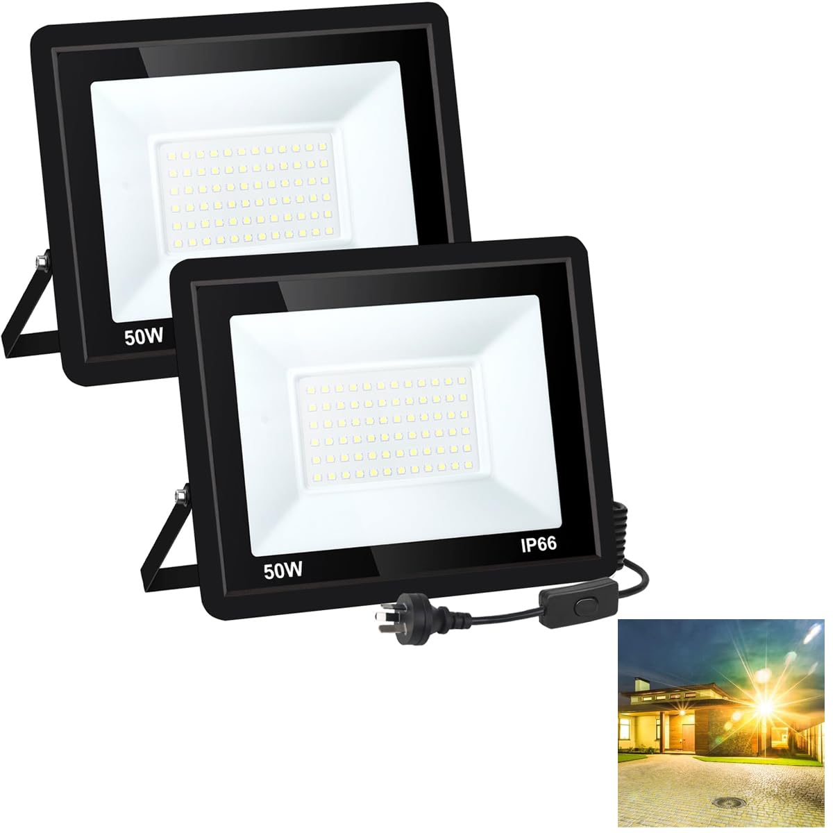 SWORDFORCE 50W LED Flood Light Outdoor Bright 4500lm Work White Size 16 x DEMO