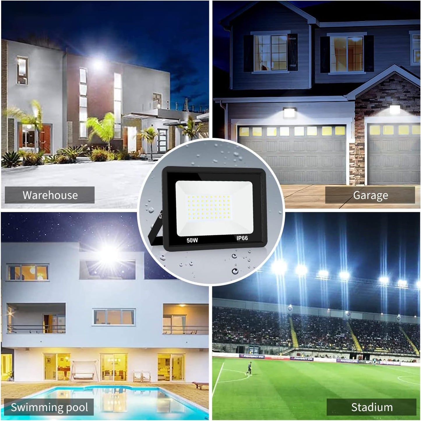 SWORDFORCE 50W LED Flood Light Outdoor Bright 4500lm Work White Size 16 x DEMO