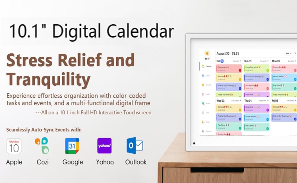 MINYII 10.1inch Smart Digital Wall Calendar with Full HD Chore Chart Display NEW