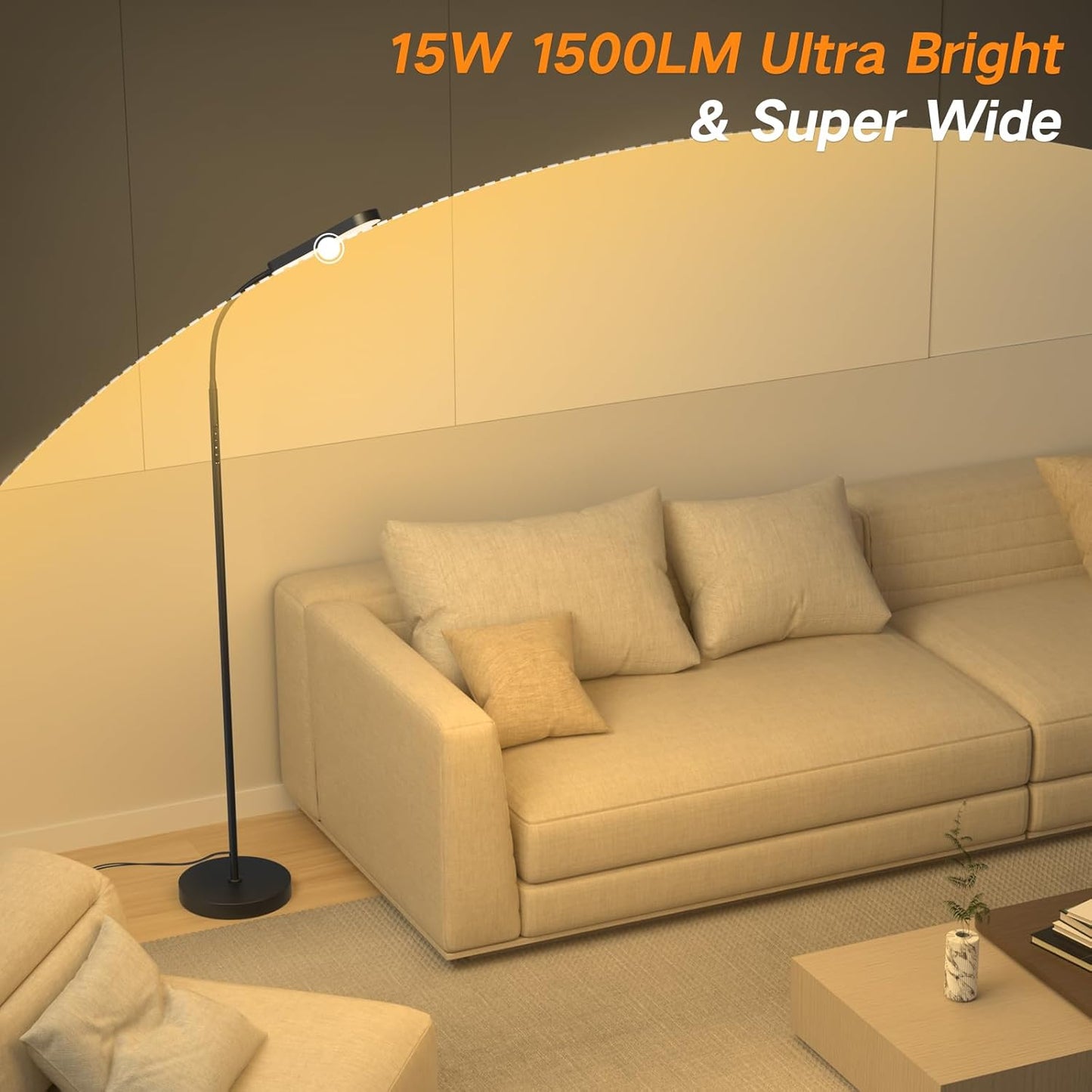 OUTON Dimmable 360° Rotatable LED Floor Lamp 15W 1500LM Reading Lighting NEW