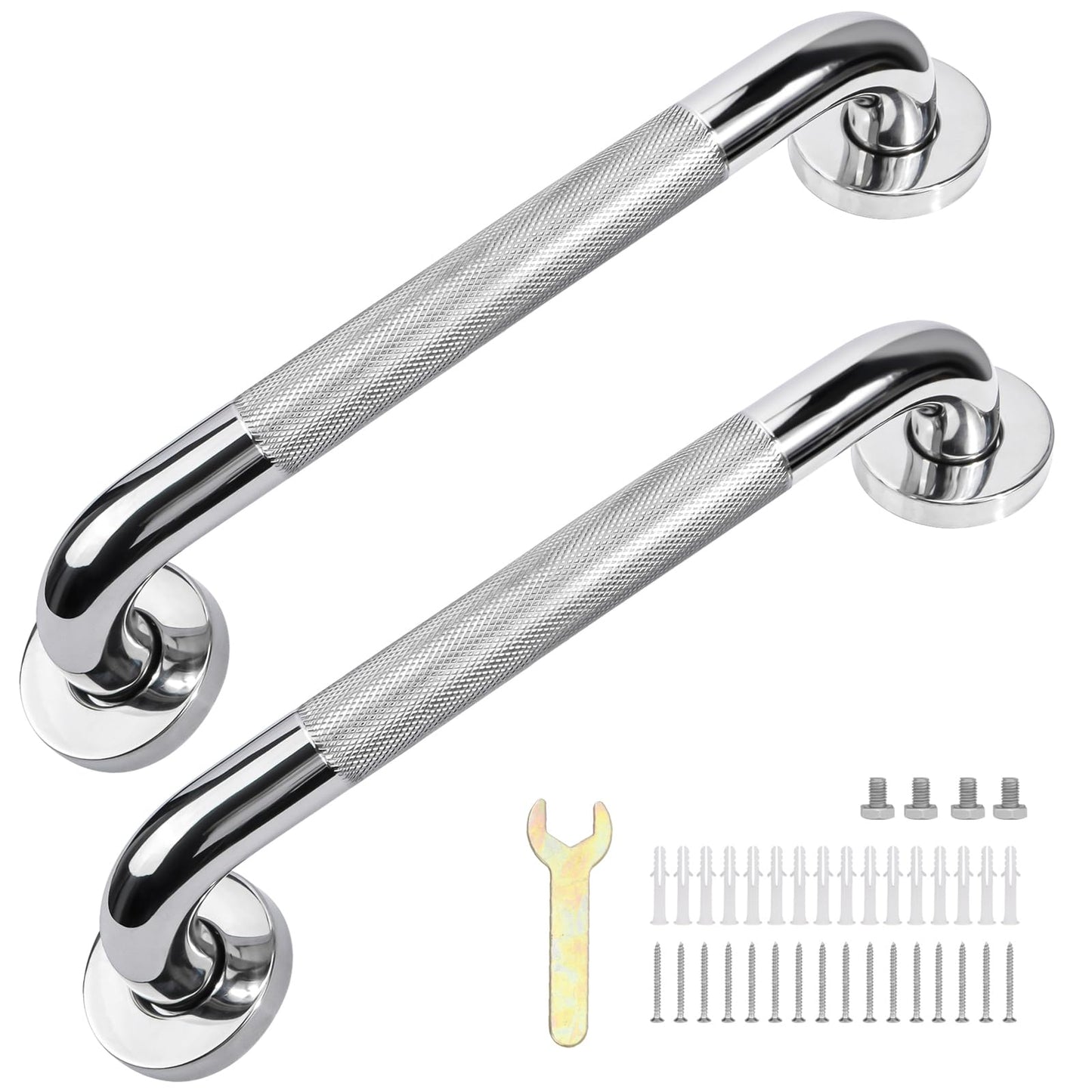 sunzone Stainless Steel Bathroom Grab Bars for Seniors, Brushed Silver DEMO