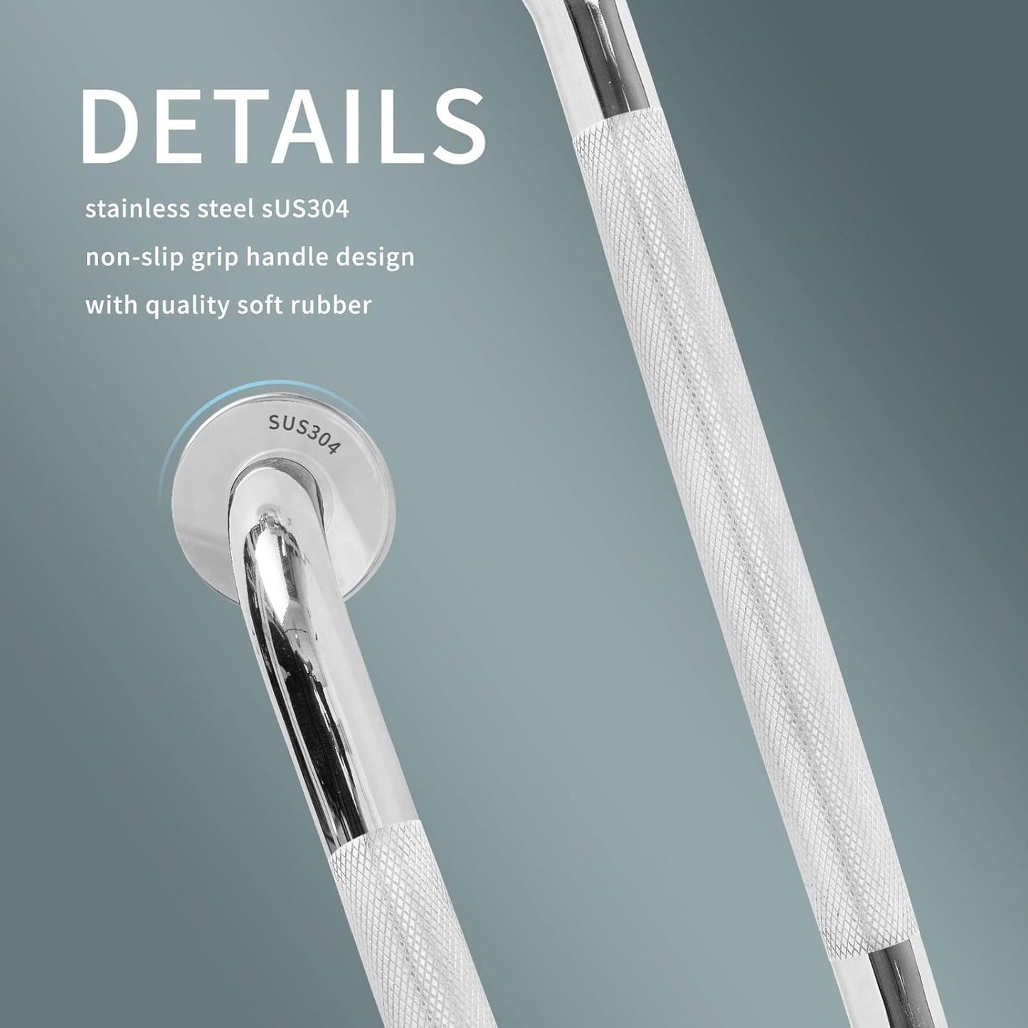 sunzone Stainless Steel Bathroom Grab Bars for Seniors, Brushed Silver DEMO