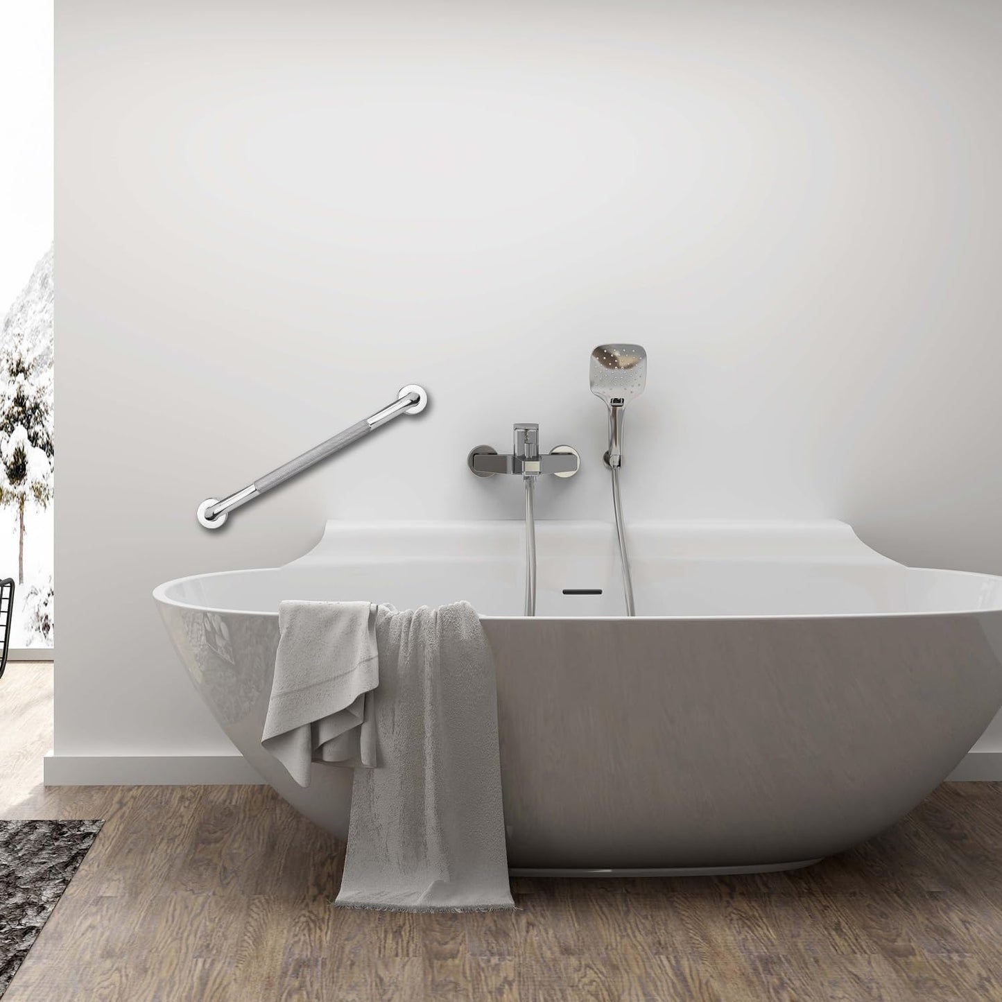 sunzone Stainless Steel Bathroom Grab Bars for Seniors, Brushed Silver DEMO