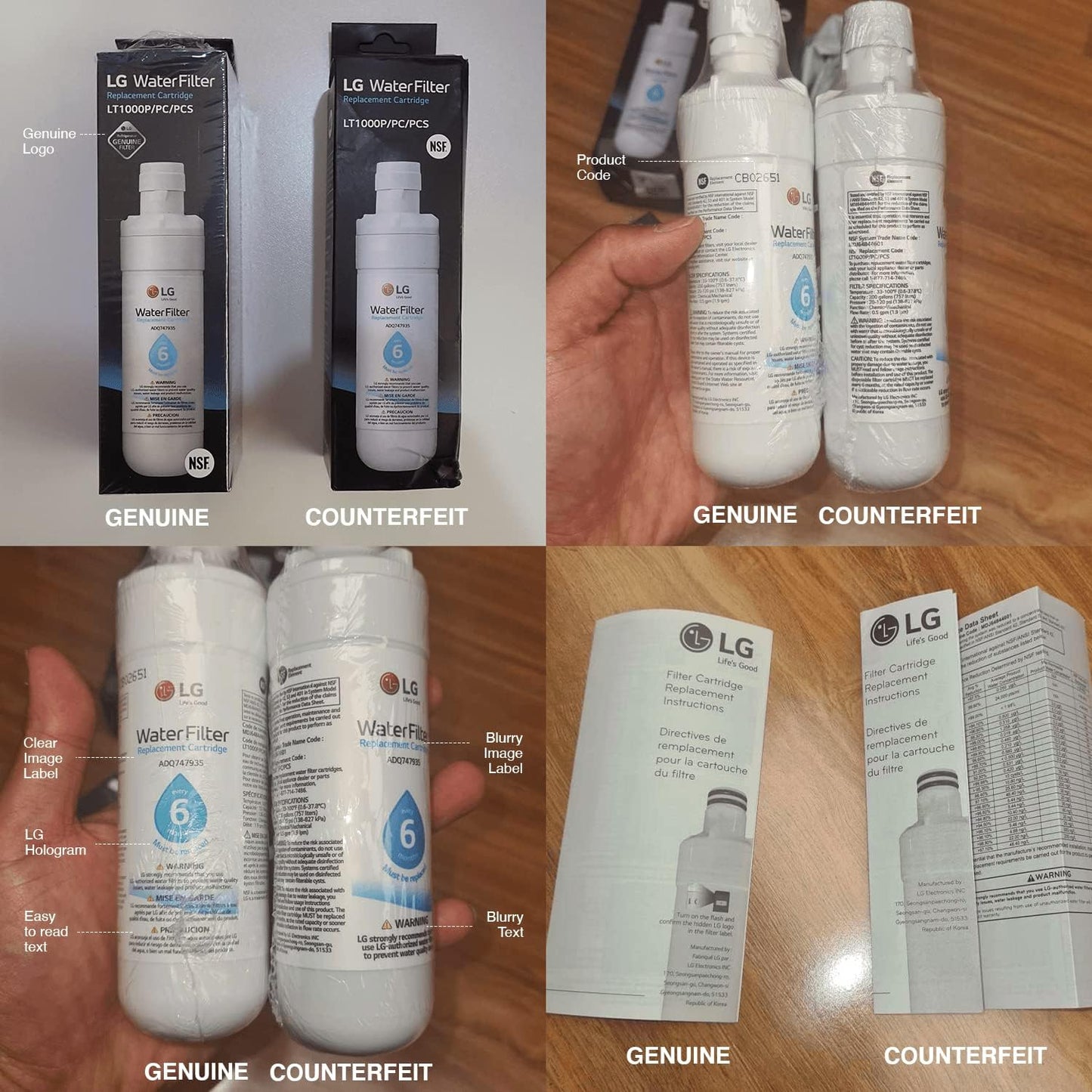 LG Replacement Fridge Water Filter for LT1000P ADQ74793501 MDJ64844601 NEW