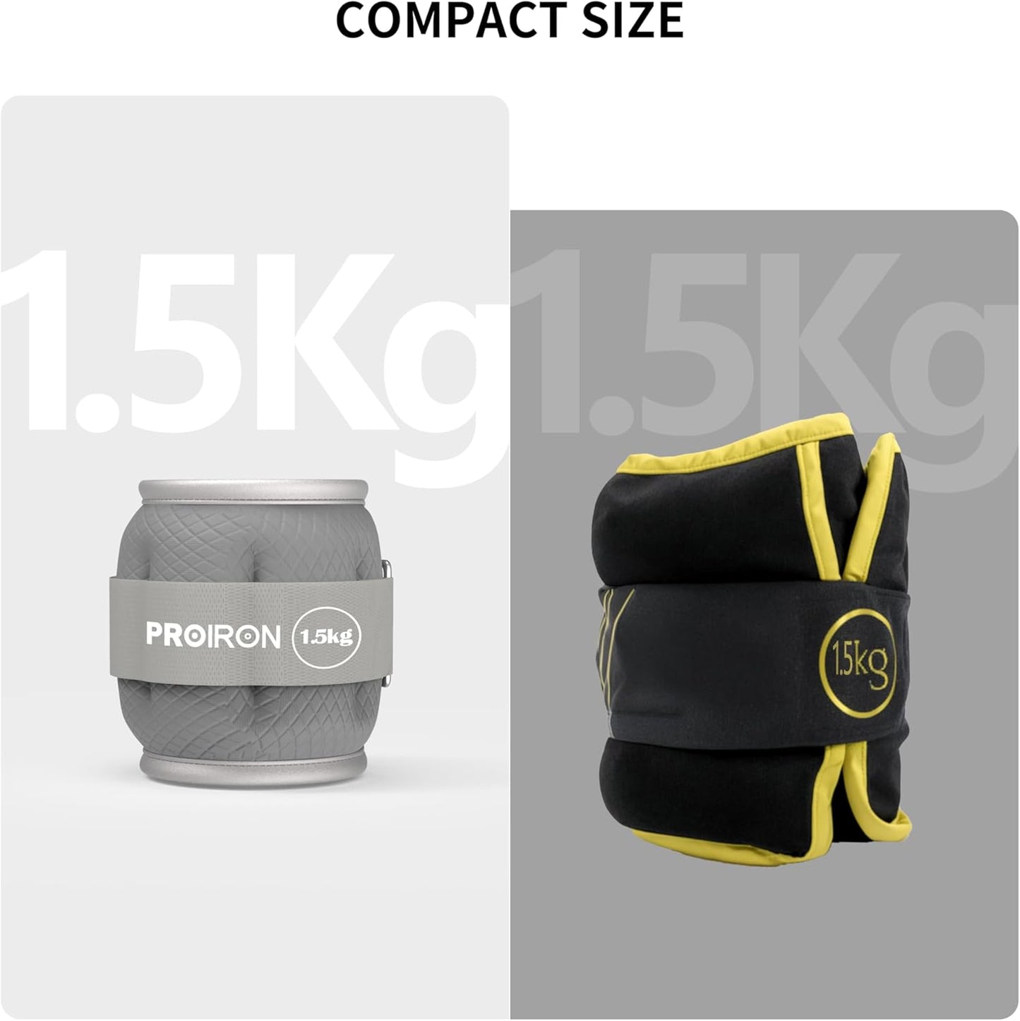 PROIRON Reflective Wrist & Ankle Weights 1.5kg Grey, One Size, 3 lbs Pair DEMO