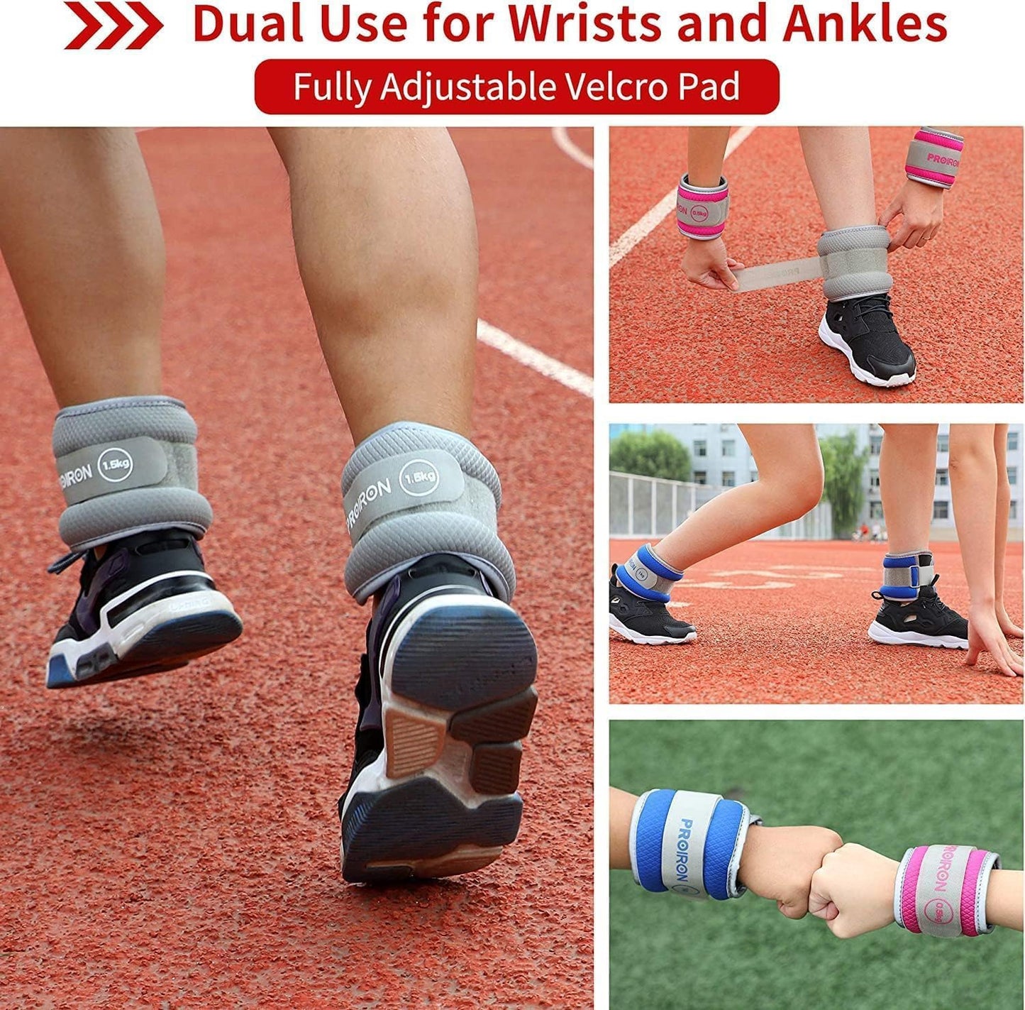 PROIRON Reflective Wrist & Ankle Weights 1.5kg Grey, One Size, 3 lbs Pair DEMO