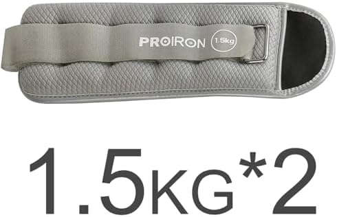 PROIRON Reflective Wrist & Ankle Weights 1.5kg Grey, One Size, 3 lbs Pair DEMO