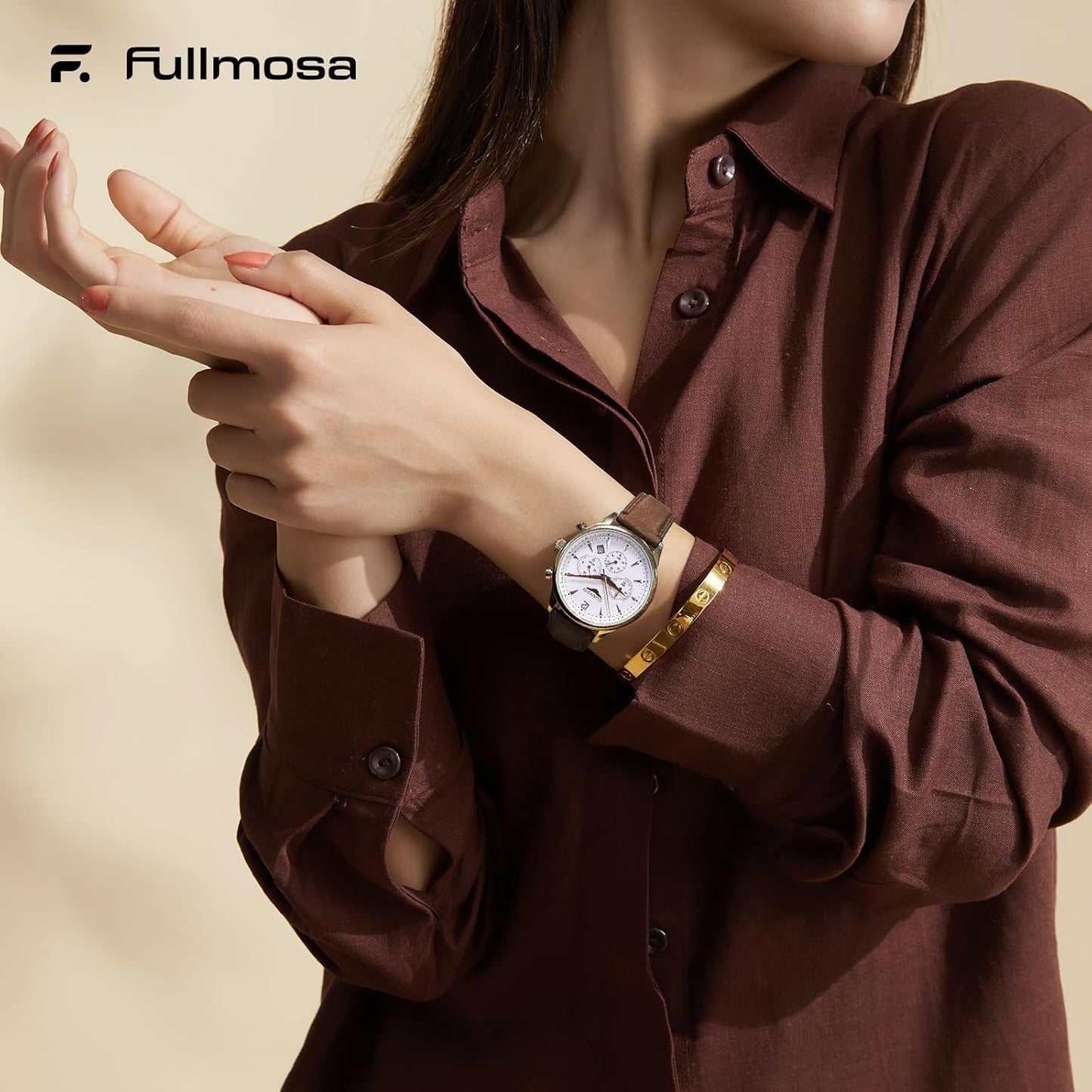 Fullmosa Vintage Leather Quick Release Watch Band for Men & Women, Brown DEMO