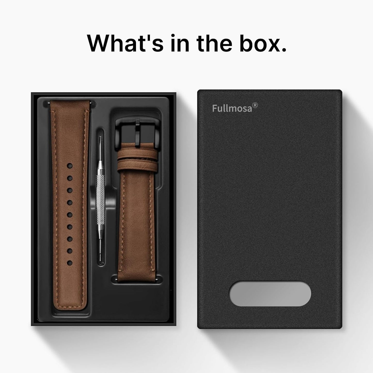 Fullmosa Vintage Leather Quick Release Watch Band for Men & Women, Brown DEMO