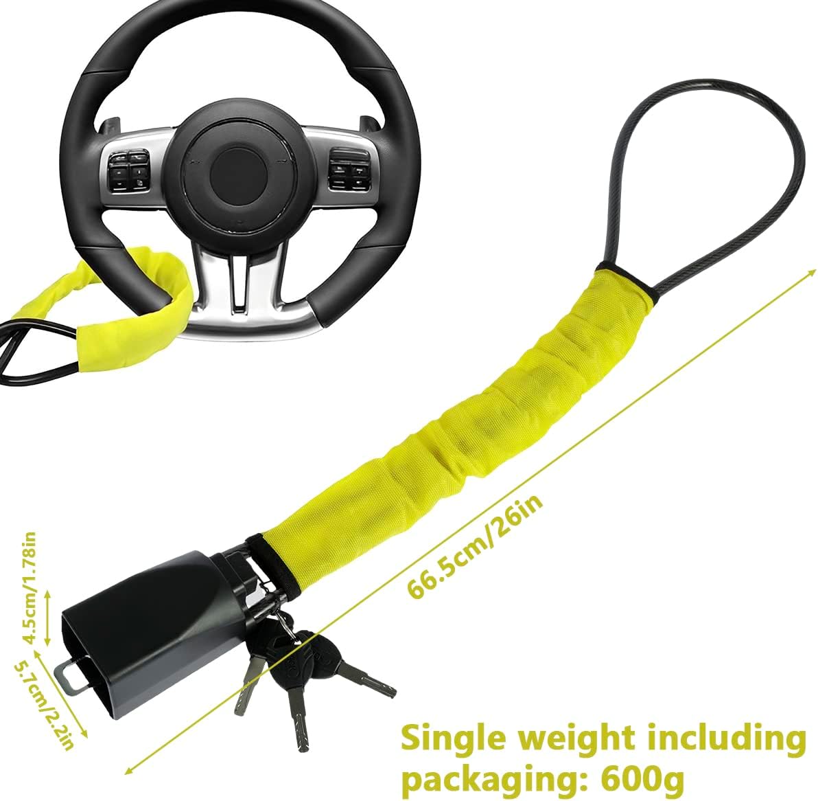 LHGJFKO Anti-Theft Car Steering Wheel Lock Theft Prevention Locking Device DEMO