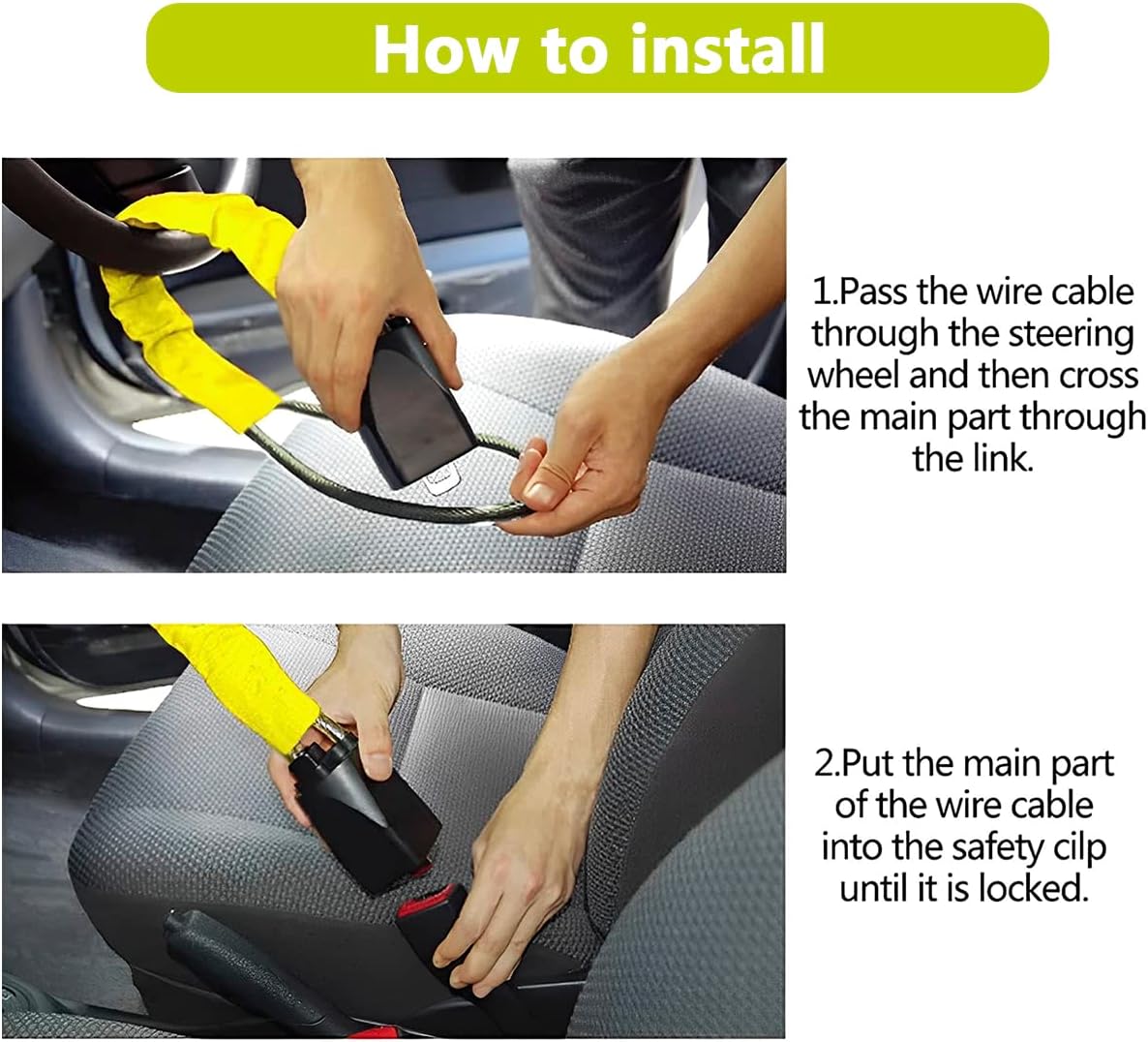 LHGJFKO Anti-Theft Car Steering Wheel Lock Theft Prevention Locking Device DEMO