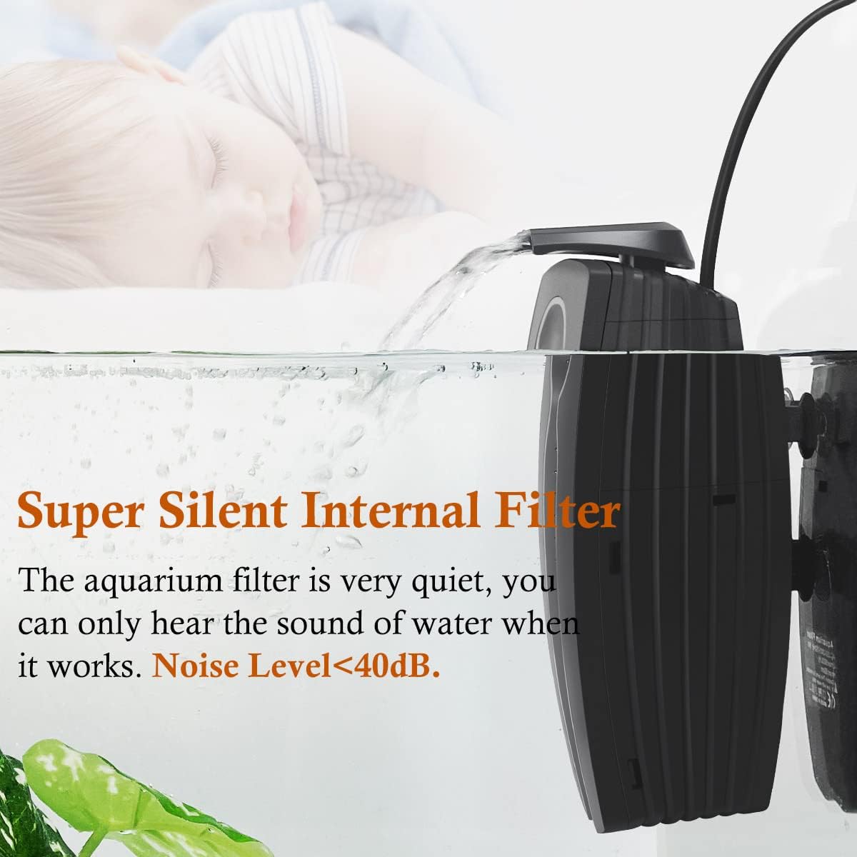 PYPABL Adjustable Submersible Aquarium Filter, 8W Internal Fish Tank Filter DEMO