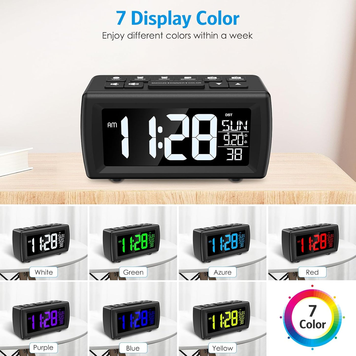 AMIR Bedside Digital FM Radio Alarm Clock Large Display Black Size 14.2 x DEMO