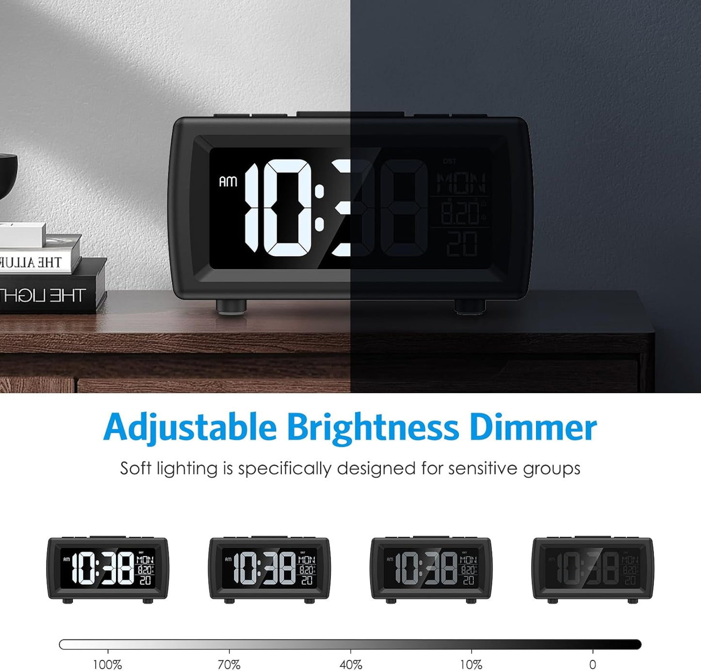 AMIR Bedside Digital FM Radio Alarm Clock Large Display Black Size 14.2 x DEMO