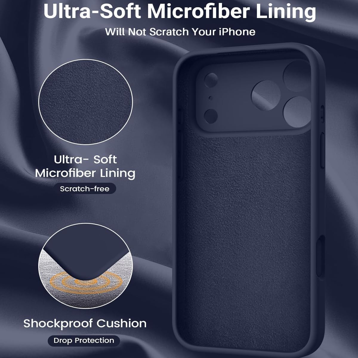 Jurqqer Magnetic Silicone iPhone 17 Pro Max Dark Blue Basic Protective Case NEW