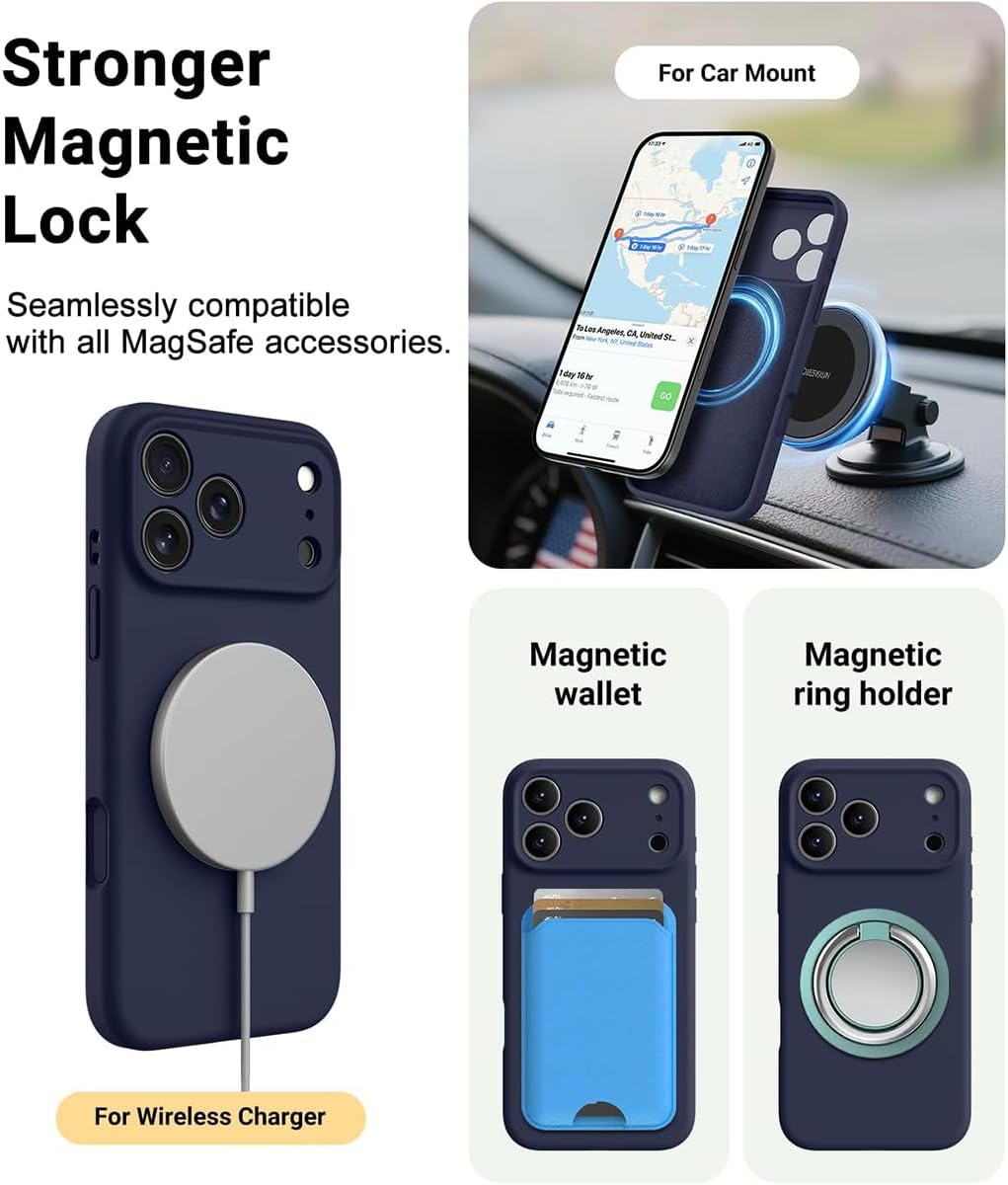 Jurqqer Magnetic Silicone iPhone 17 Pro Max Dark Blue Basic Protective Case NEW