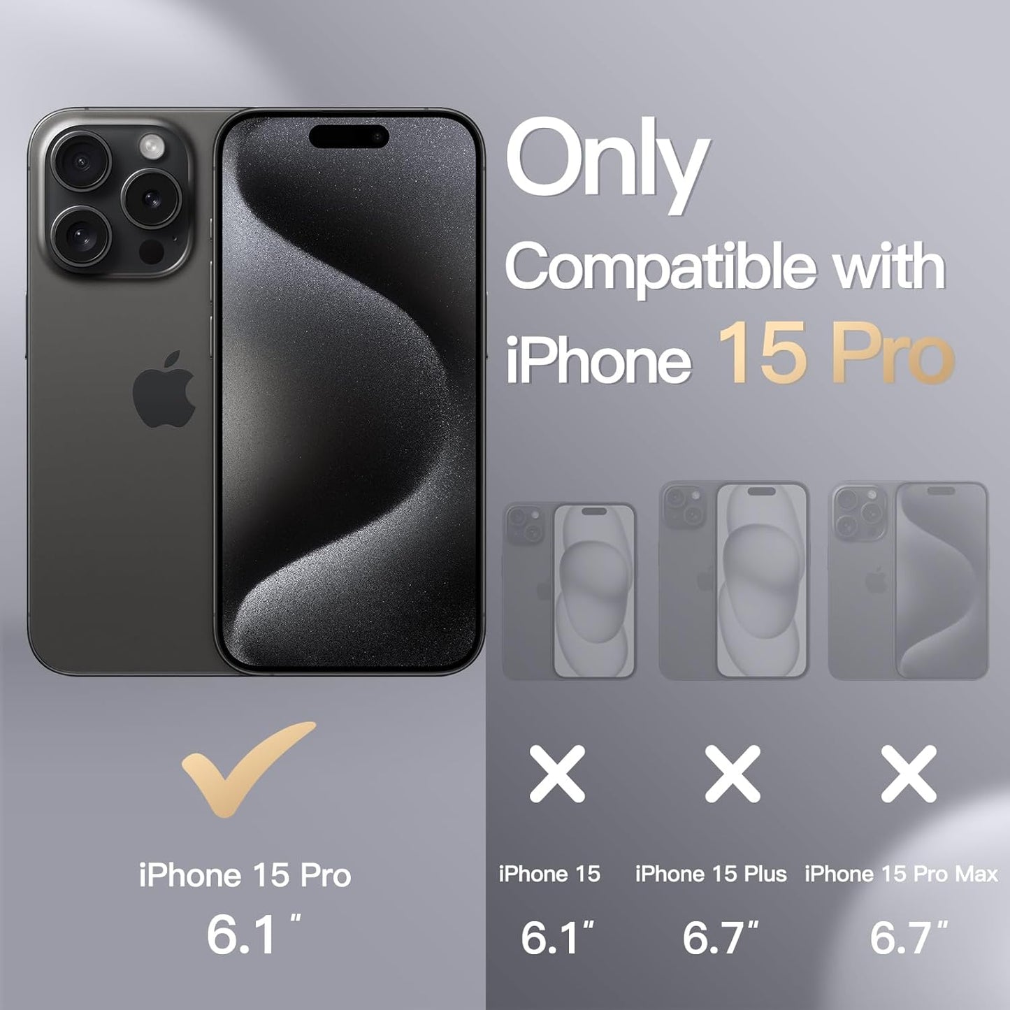 JETech Silicone Case for iPhone 15 Pro 6.1-Inch Soft Touch Full-Body NEW