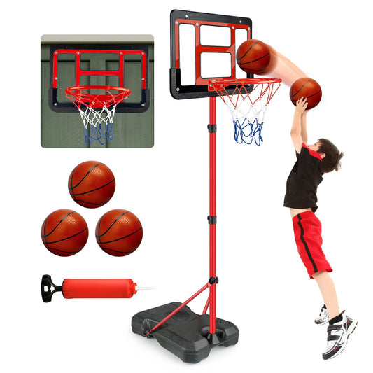ShyLizard Adjustable Height Basketball Hoop Toy Gift for Kids, Red, DEMO