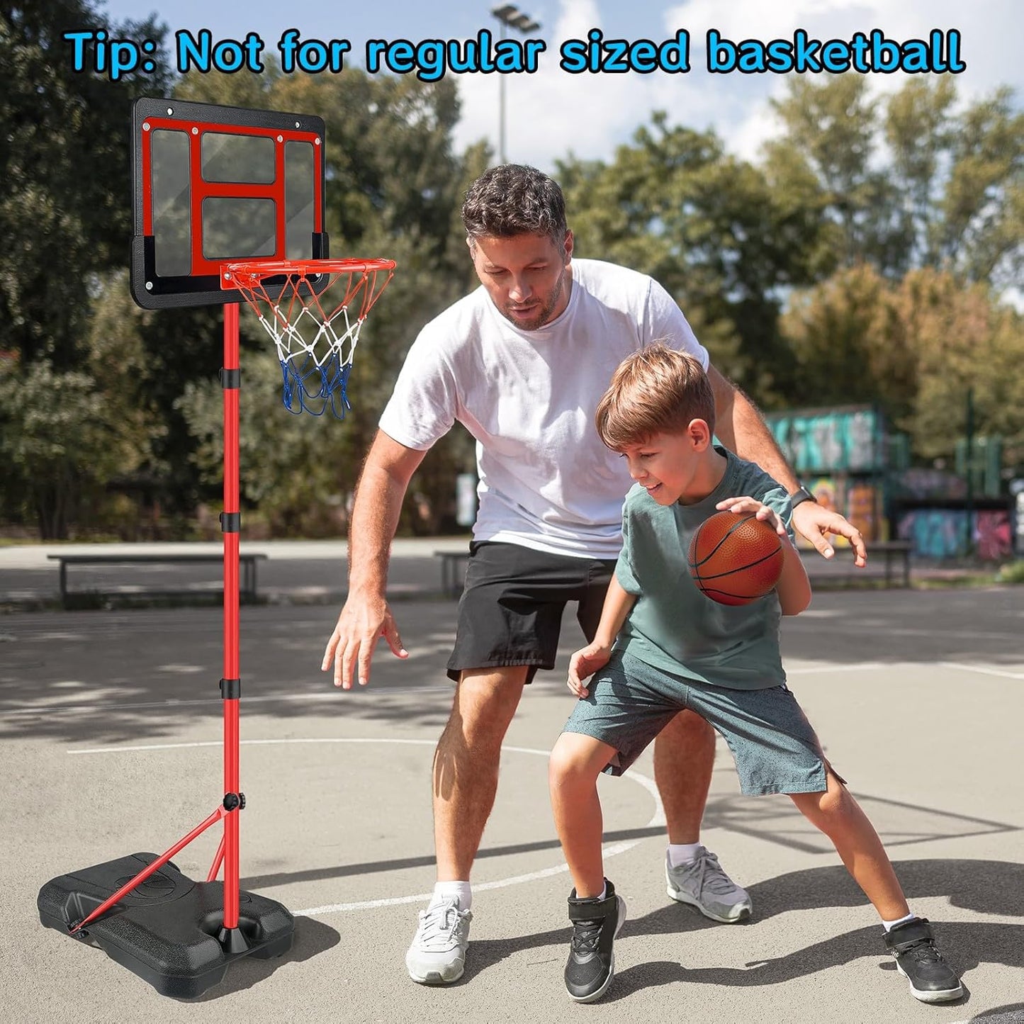 ShyLizard Adjustable Height Basketball Hoop Toy Gift for Kids, Red, DEMO