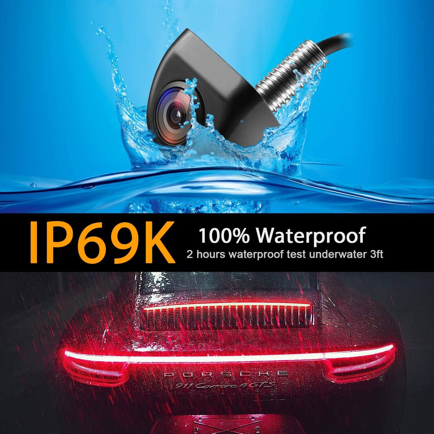NATIKA Backup and Front View Camera IP69K Waterproof HD Night Vision for DEMO
