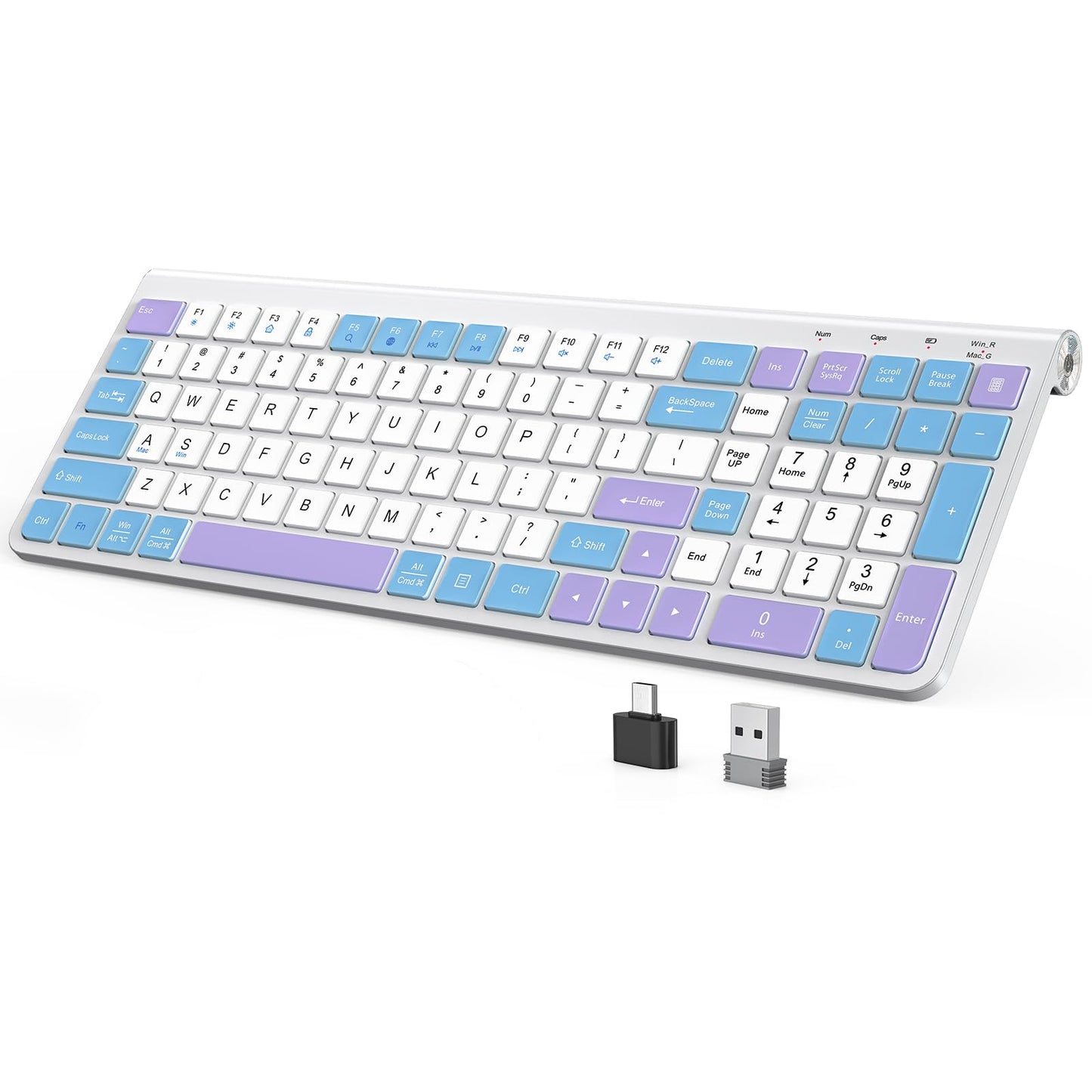 JOYACCESS Wireless Keyboard Ergonomic Silent Slim with Numeric Pad Purple DEMO