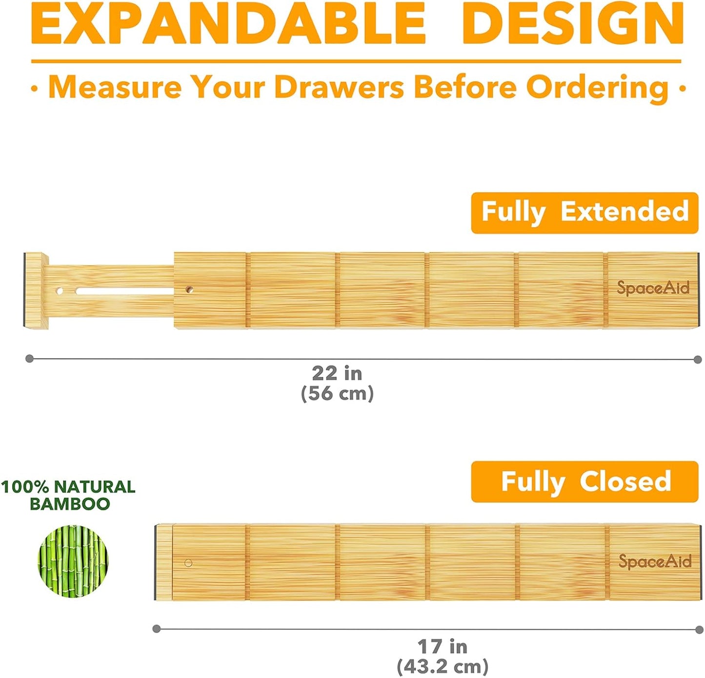 SpaceAid Bamboo Drawer Dividers with Inserts and Labels Adjustable Kitchen DEMO