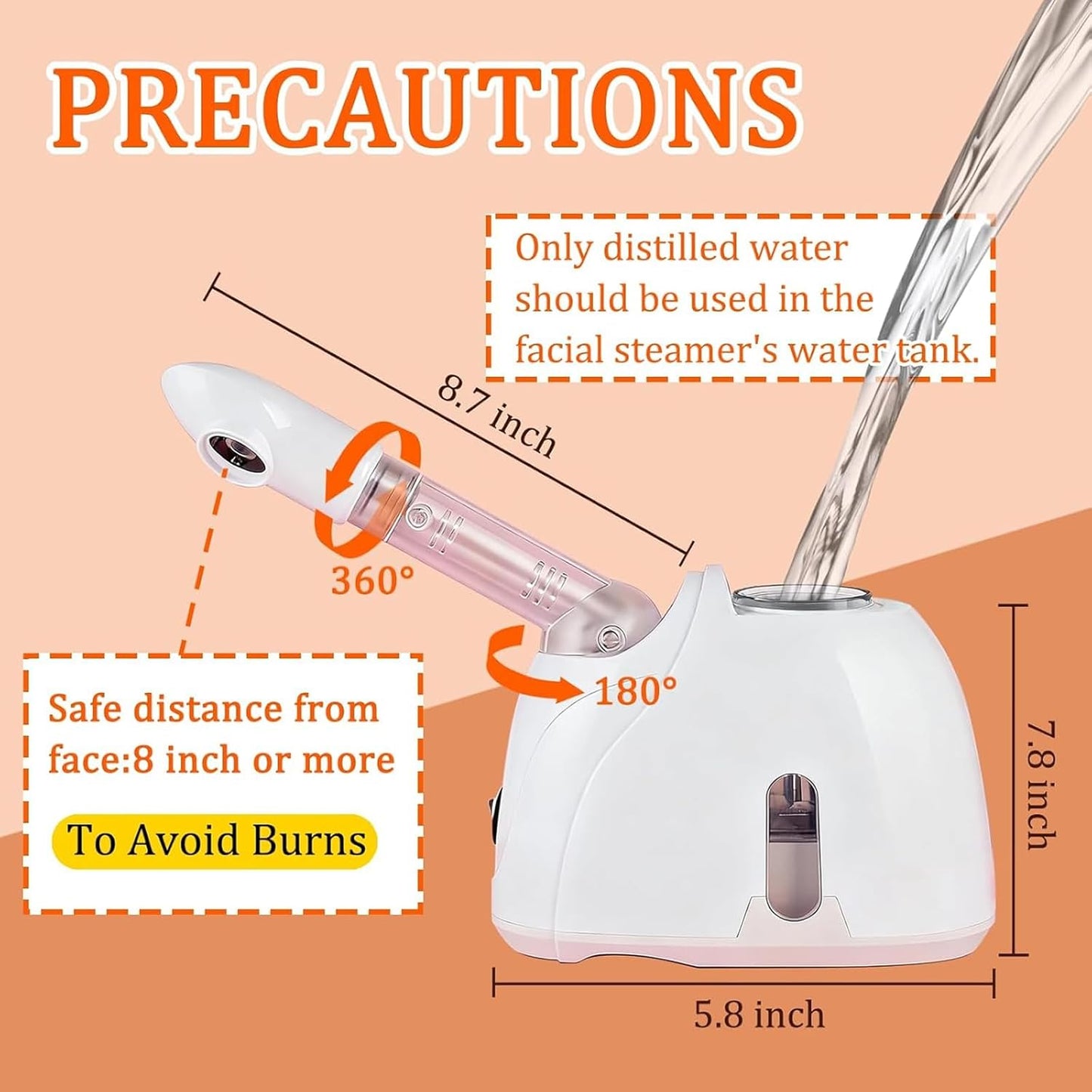 Tcoiyt Facial Steamer 360° Rotating Arm Ozone Humidifier Spa Beauty Skin DEMO