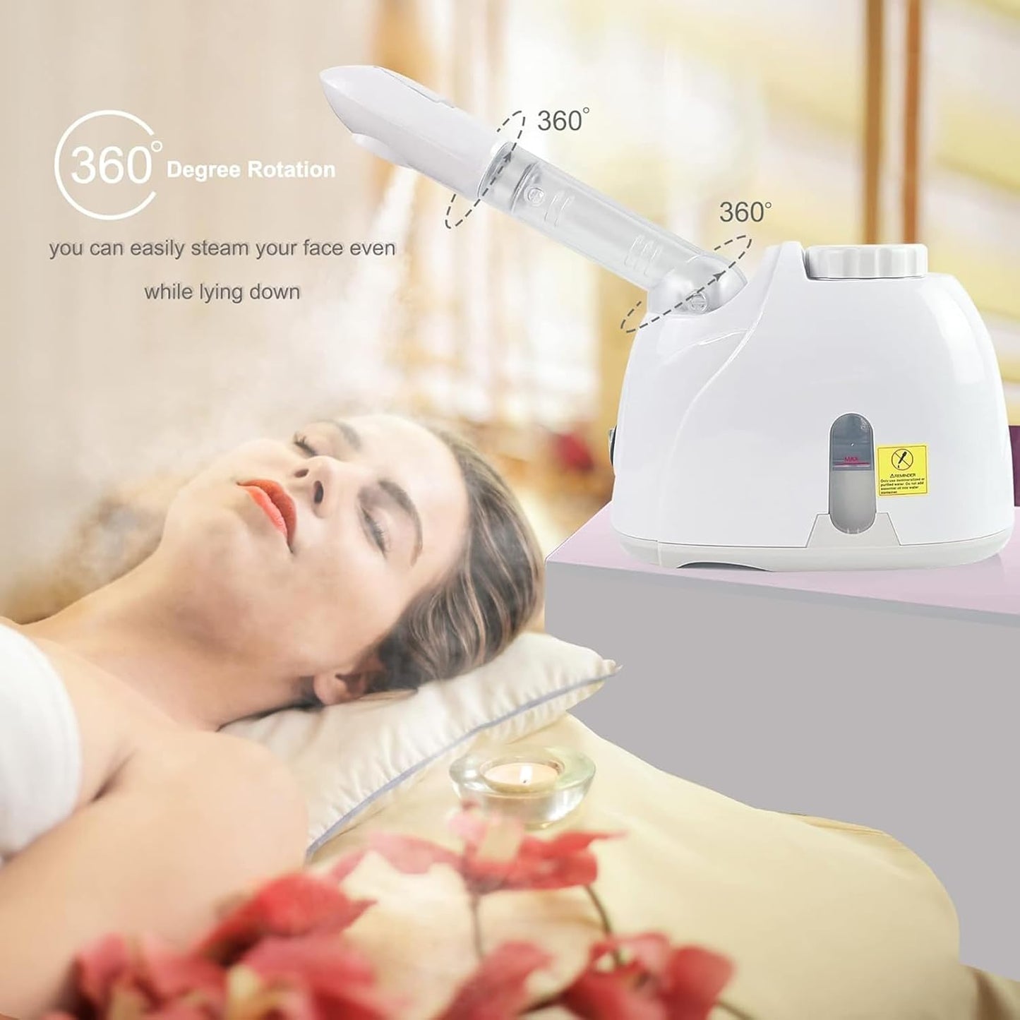 Tcoiyt Facial Steamer 360° Rotating Arm Ozone Humidifier Spa Beauty Skin DEMO