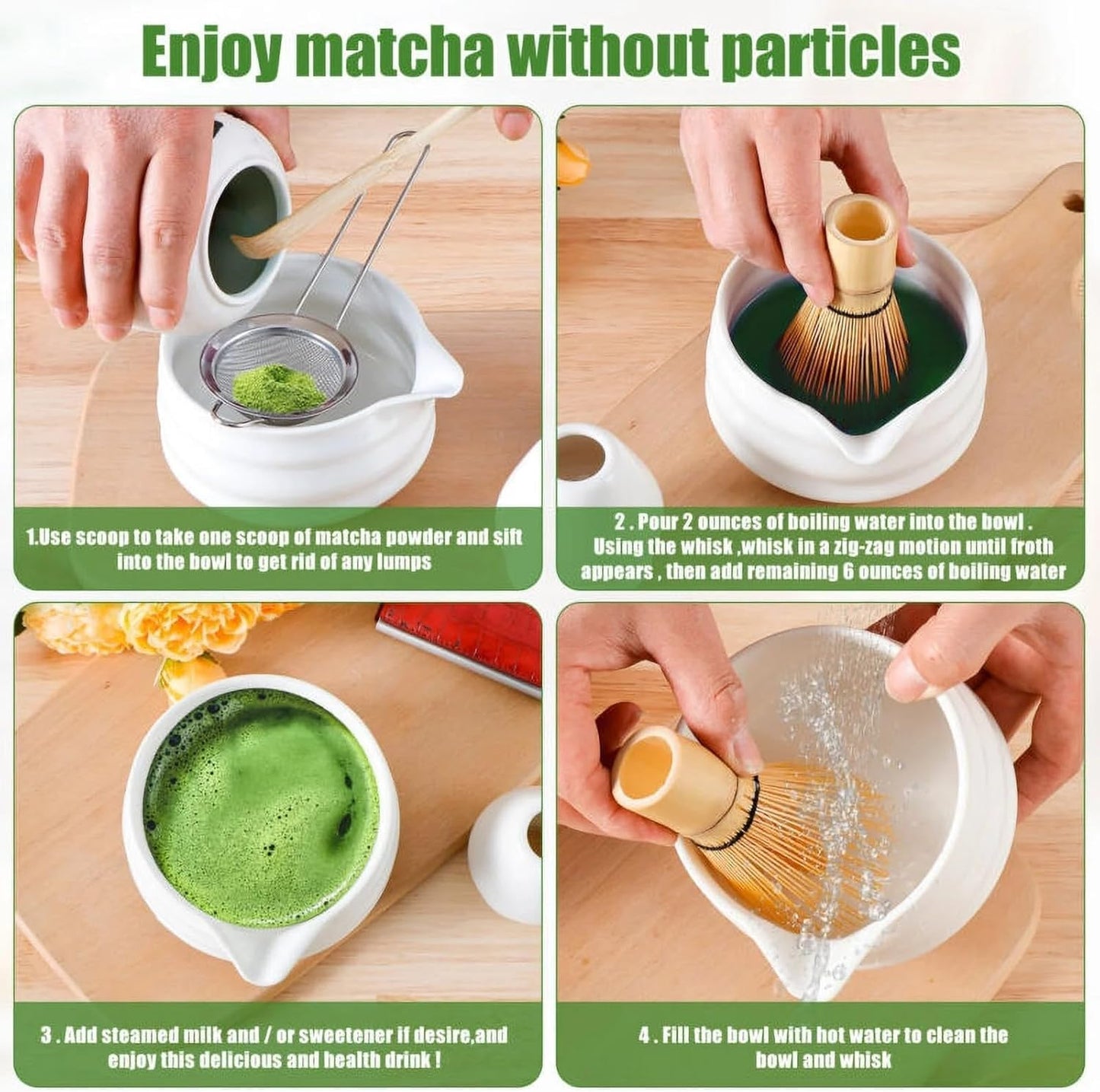 YHdesign Ceramic Matcha Bowl, Whisk, and Holder Set in Blue for Ceremonial DEMO