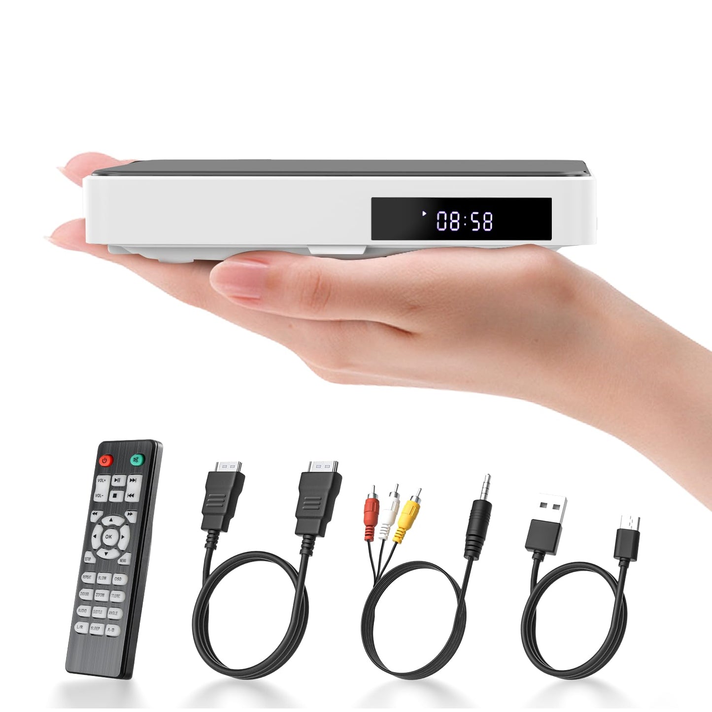 Arafuna DVD Player HDMI 1080P USB TF Card Input AV Output Compact White DEMO
