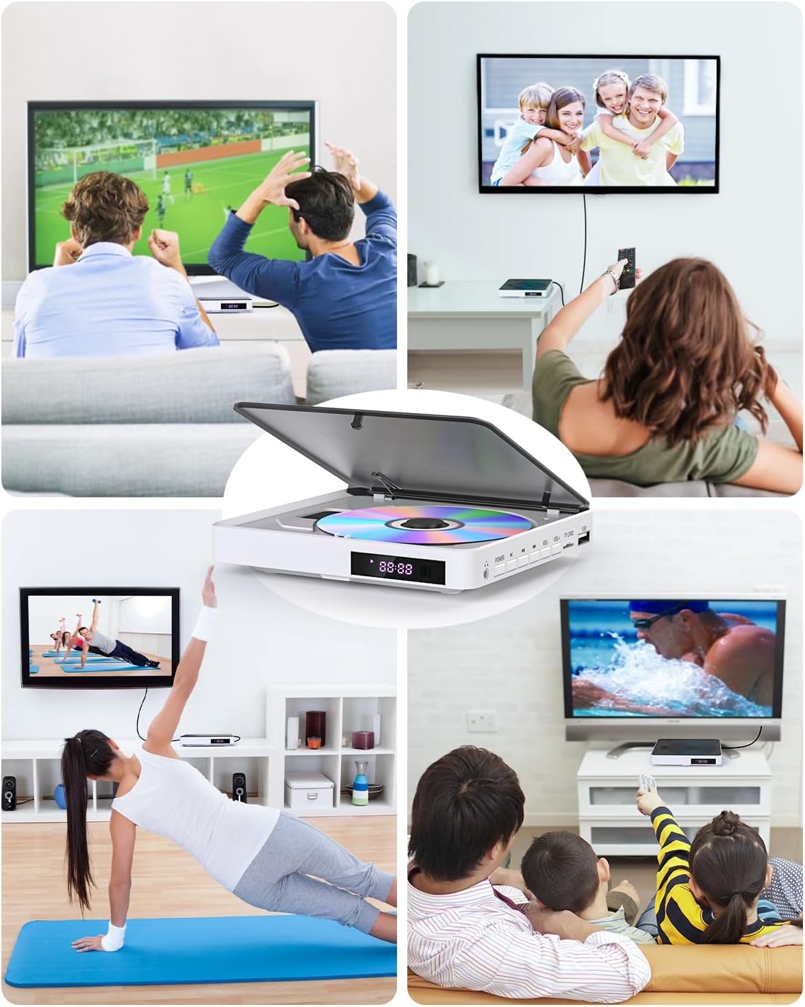 Arafuna DVD Player HDMI 1080P USB TF Card Input AV Output Compact White DEMO