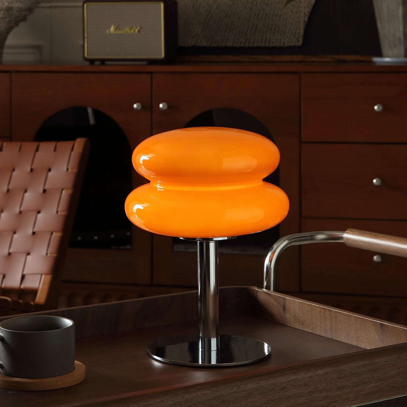 VLIEOVHN Modern Orange Mid Century Egg Tart Table Lamp Bedside Glass DEMO