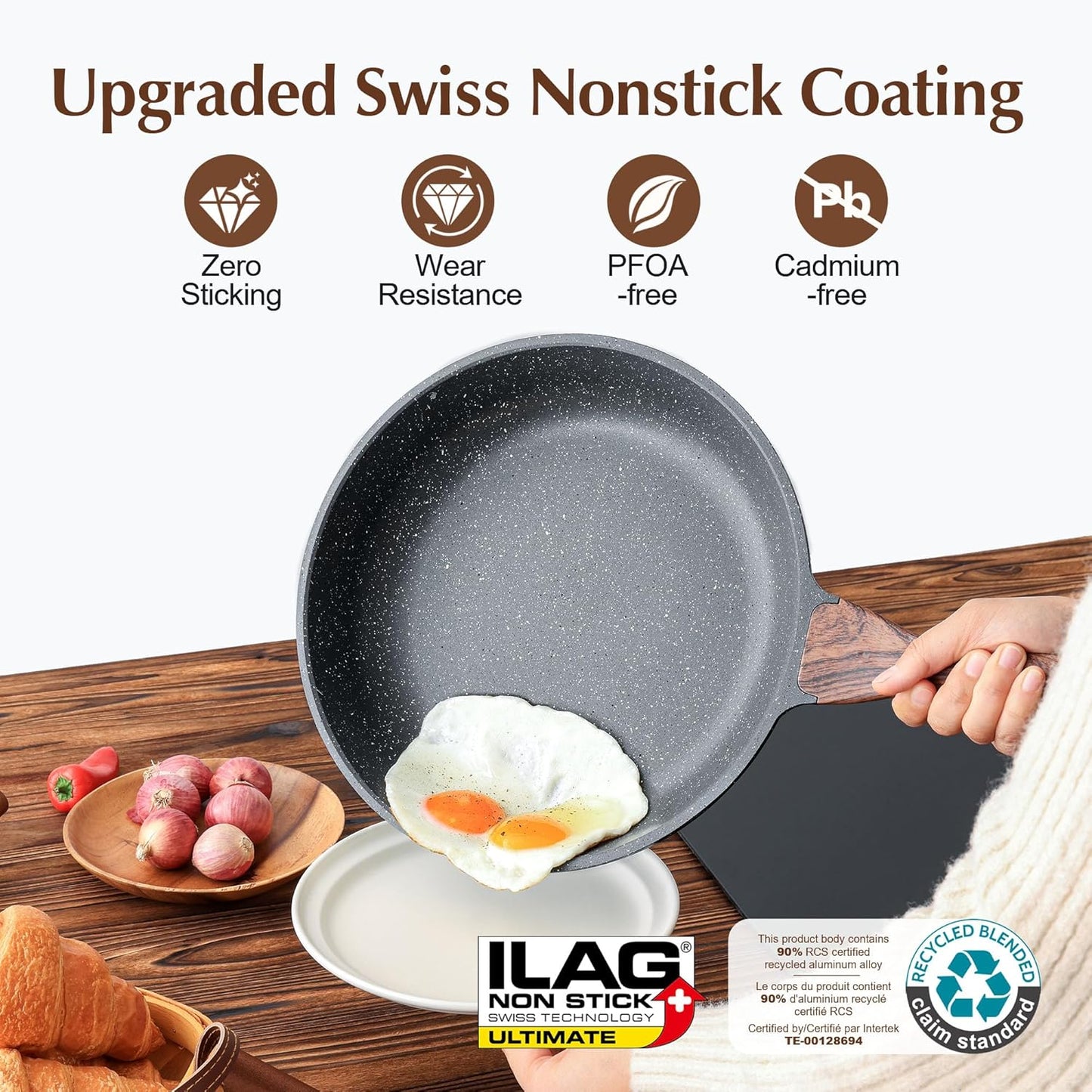 SENSARTE Nonstick Frying Pan Skillet with Swiss Granite Coating for DEMO
