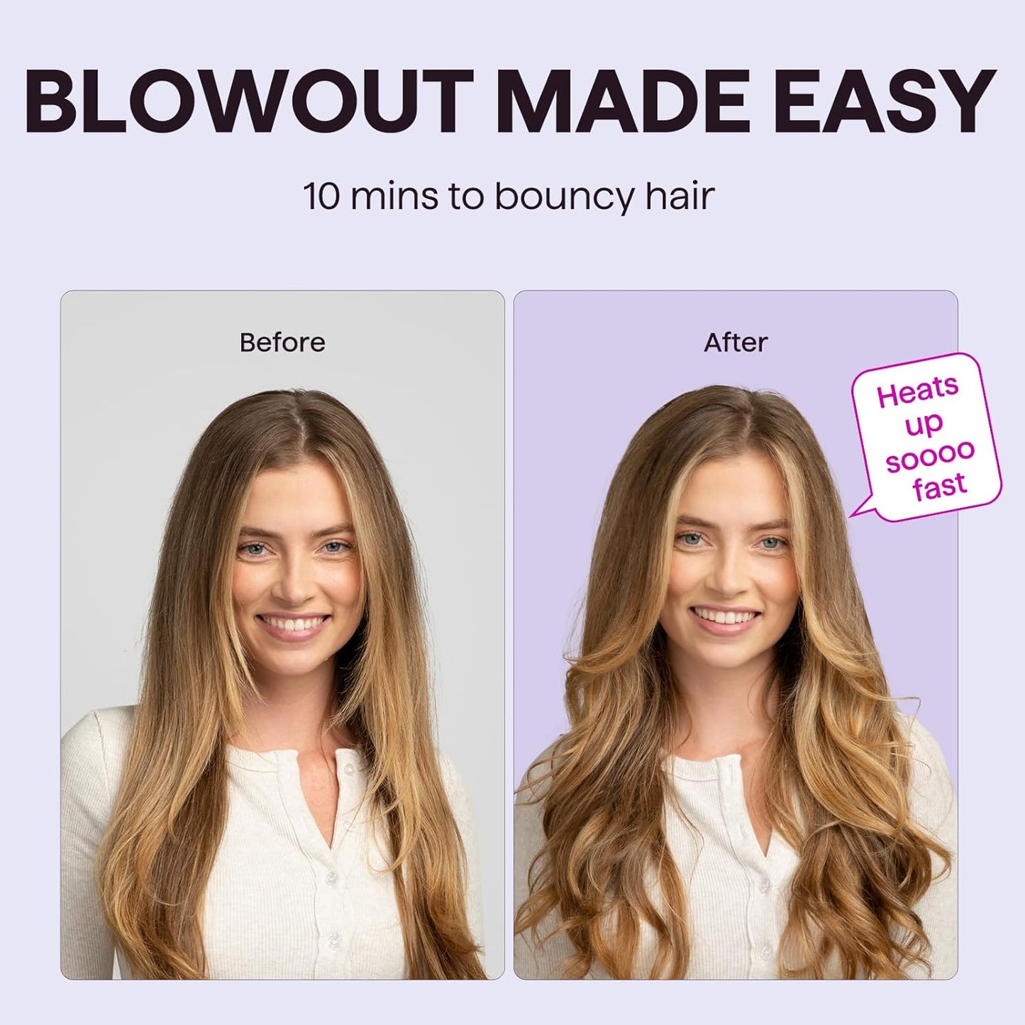 wavytalk Thermal Ionic Round Hot Air Styler Brush for Hair Blowout Pink DEMO