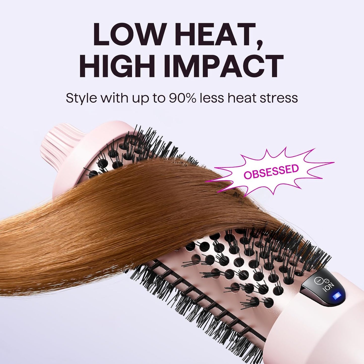wavytalk Thermal Ionic Round Hot Air Styler Brush for Hair Blowout Pink DEMO