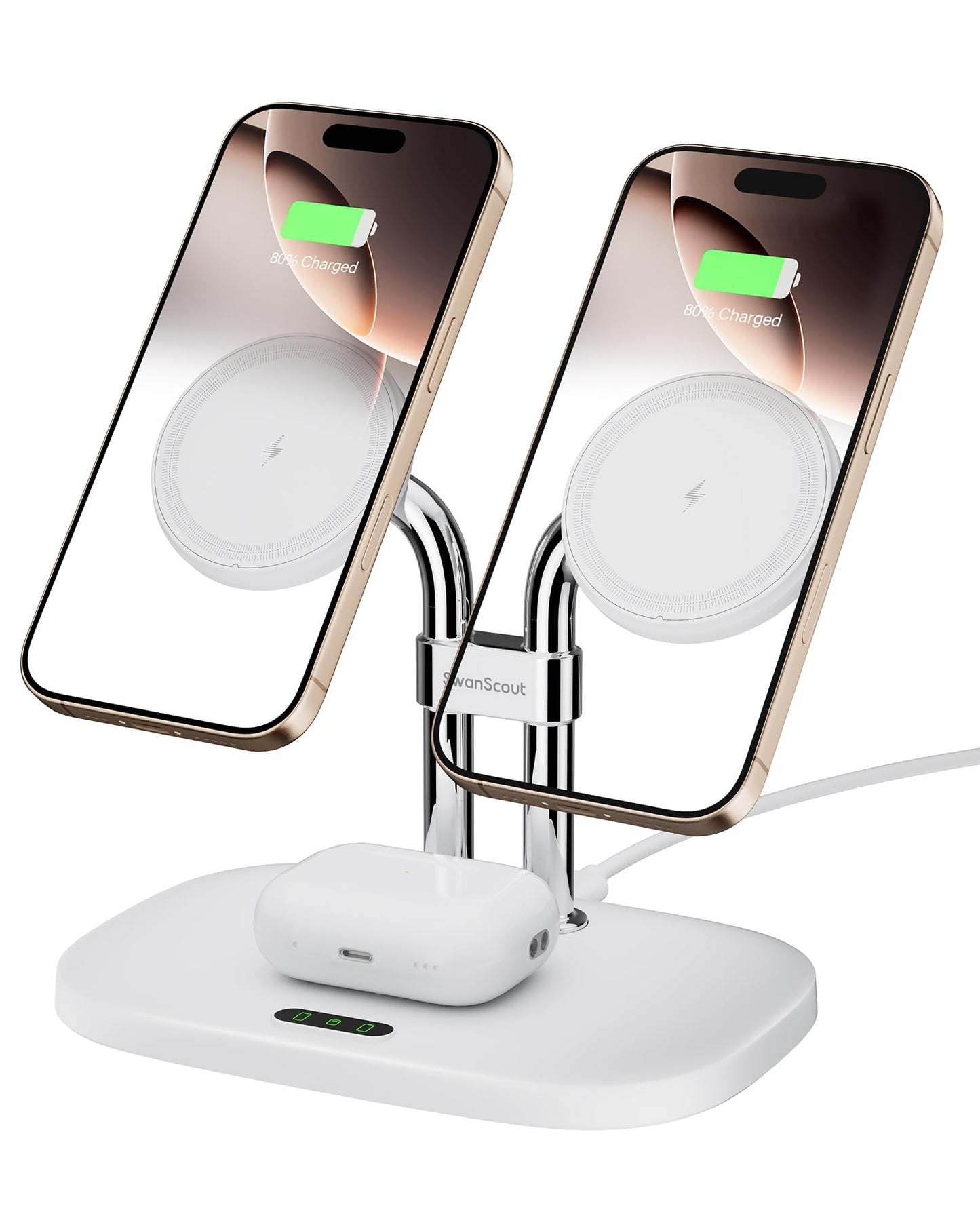 SwanScout Wireless Charging Pad for iPhone Dual Magnetic Induction Charger NEW