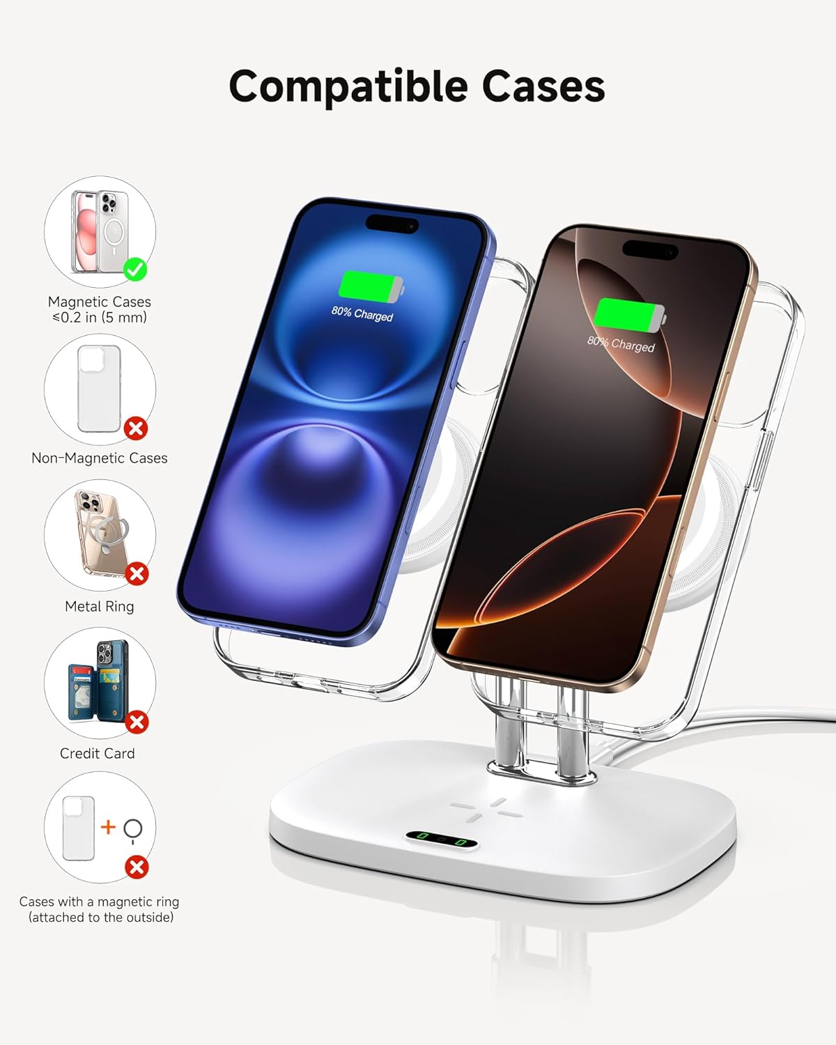 SwanScout Wireless Charging Pad for iPhone Dual Magnetic Induction Charger NEW