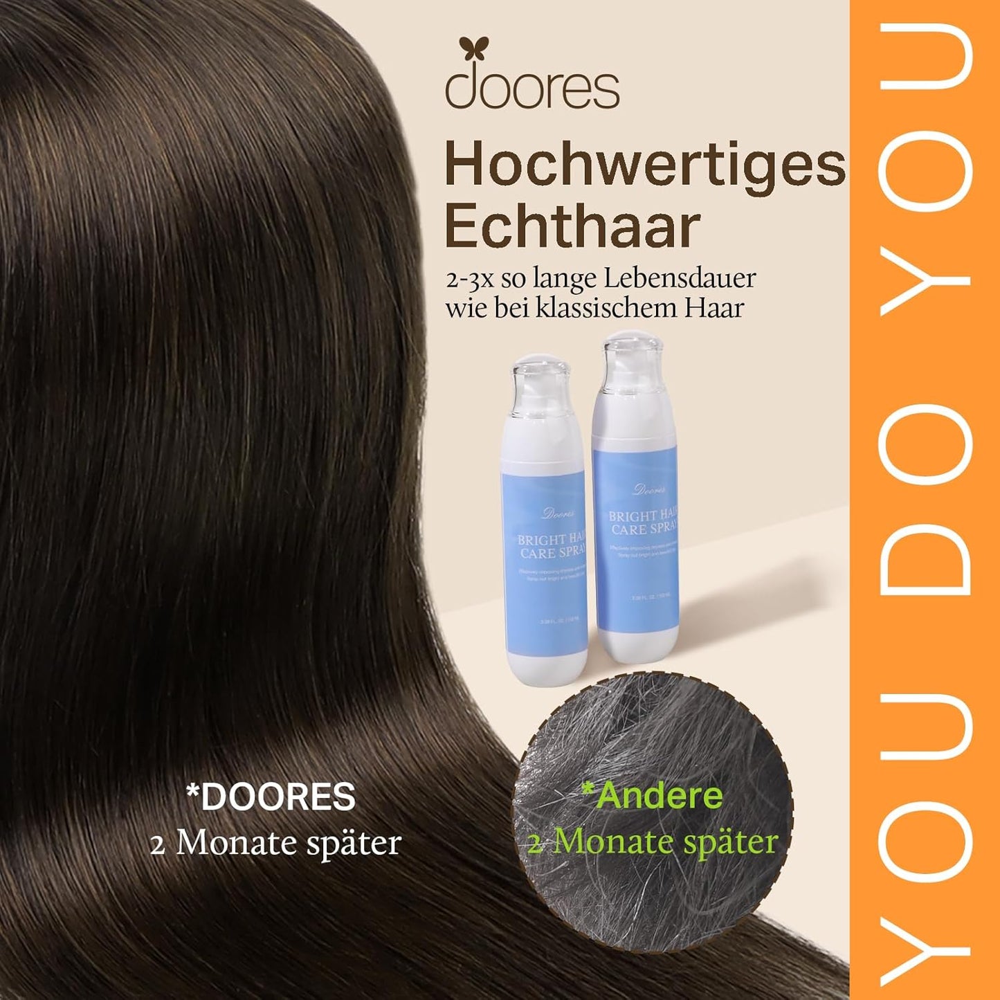 DOORES Hair Extensions Straight Remy Clip-in Dark Brown 18 Inch 120g 7pcs NEW