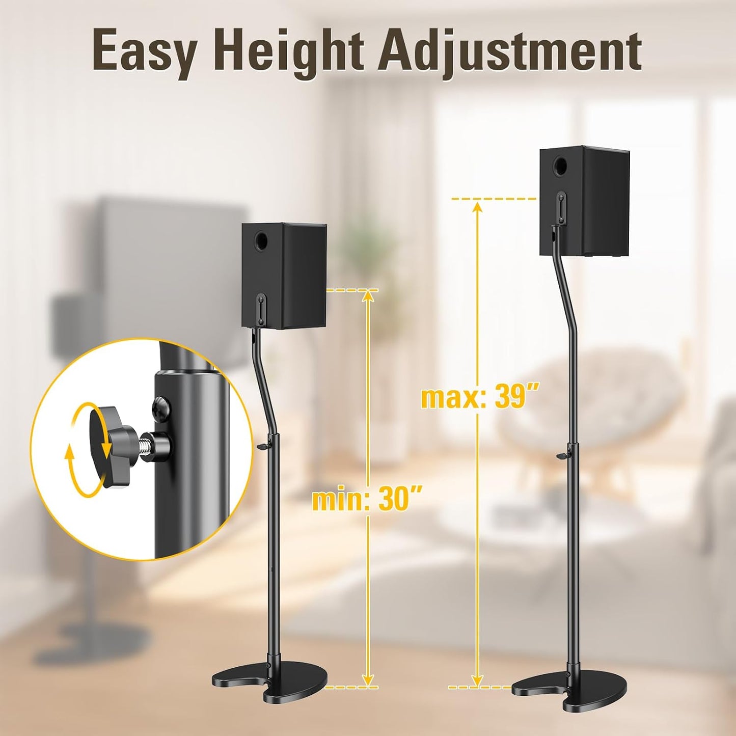 Mounting Dream Height Adjustable Speaker Stands Mounts Alloy Steel Floor DEMO